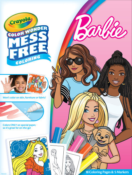 Crayola Barbie Color Wonder Coloring Pages & Markers, Mess Free Coloring, Gift for Kids, Age 3, 4, 5, 6