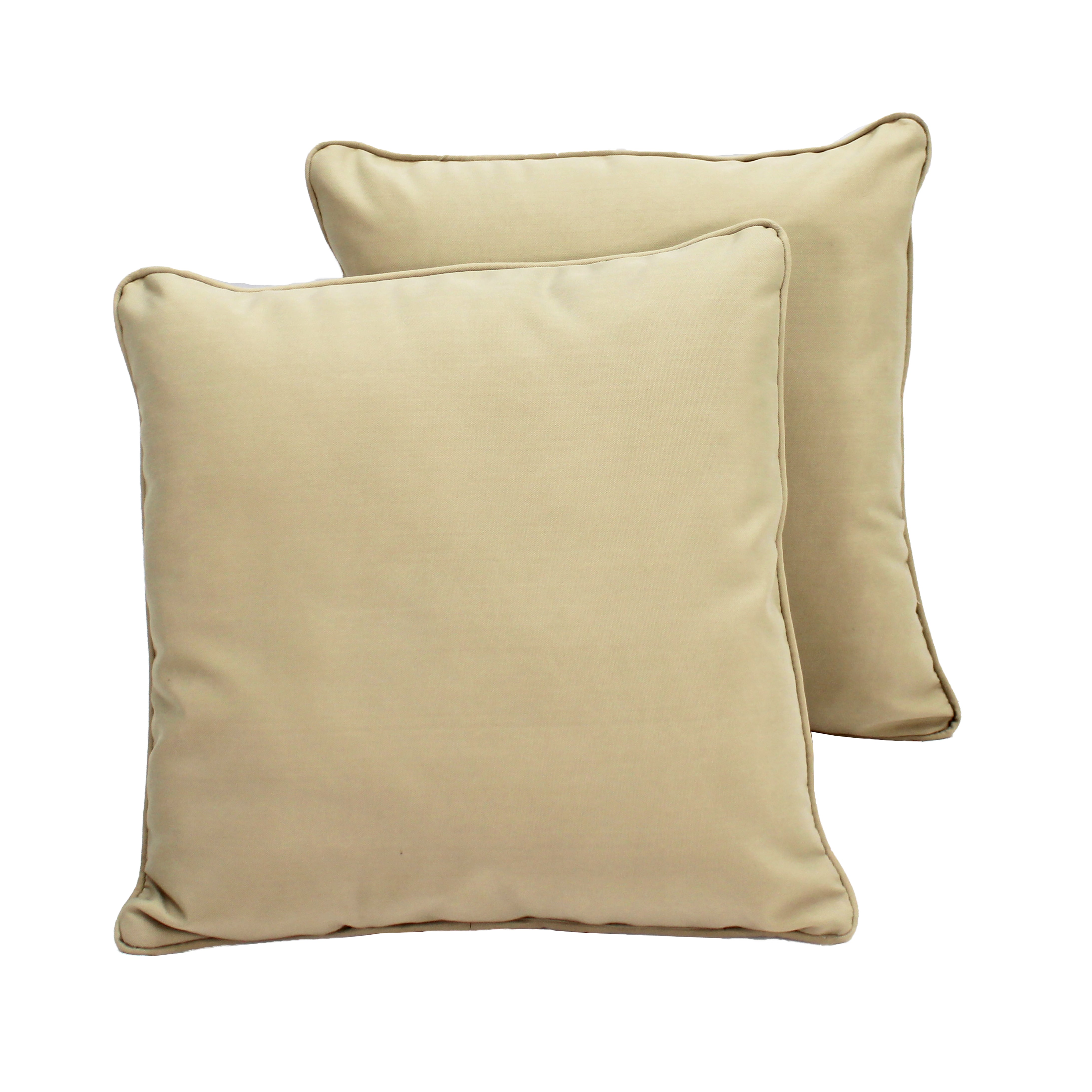 Presidio 18"x 18" Square Indoor/Outdoor Pillow with Piping, 2-Piece - Beige Sand