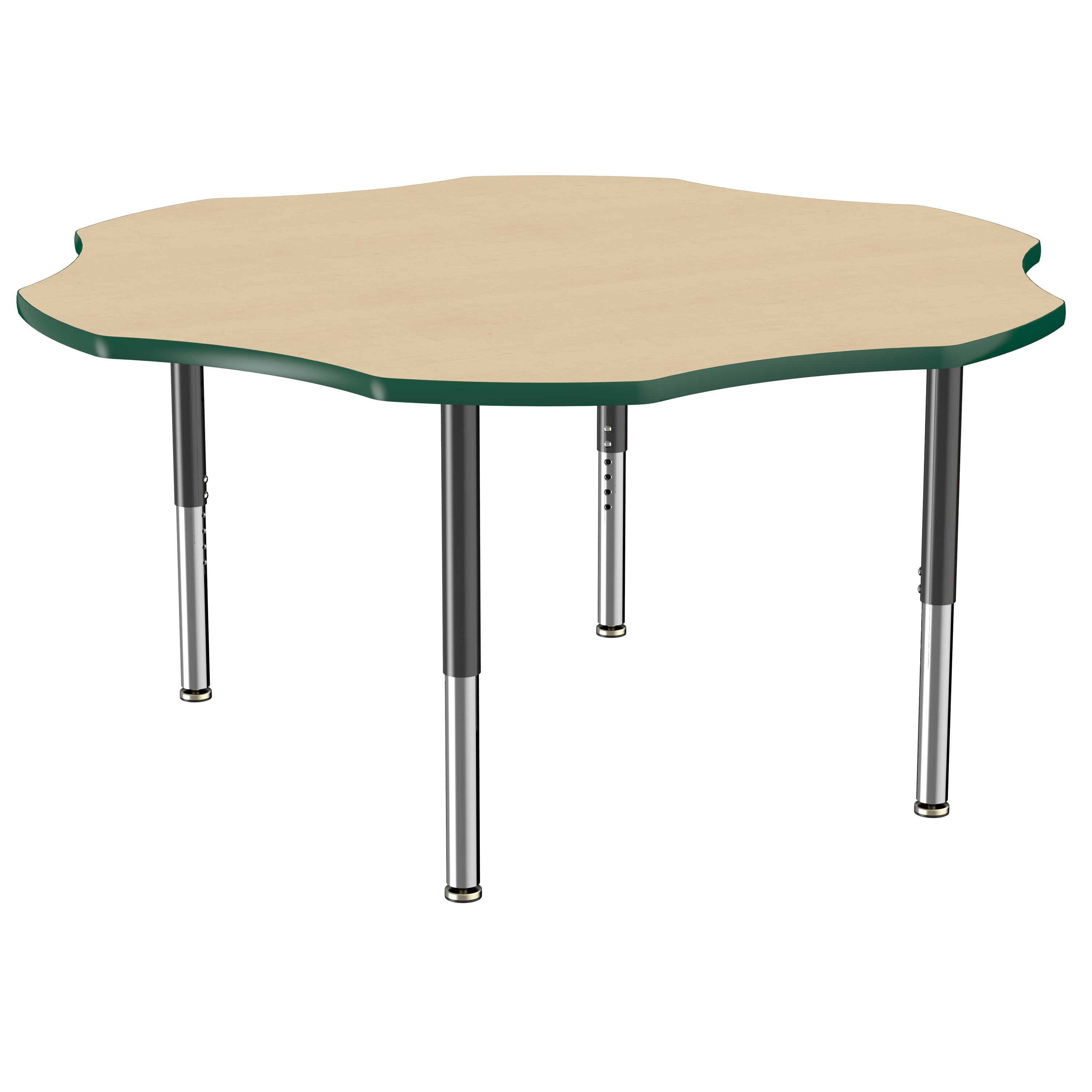 60" x 60" Flower T-Molding Activity Table with Adjustable Super Legs - Maple/Green/Black
