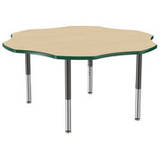 60" x 60" Flower T-Molding Activity Table with Adjustable Super Legs - Maple/Green/Black