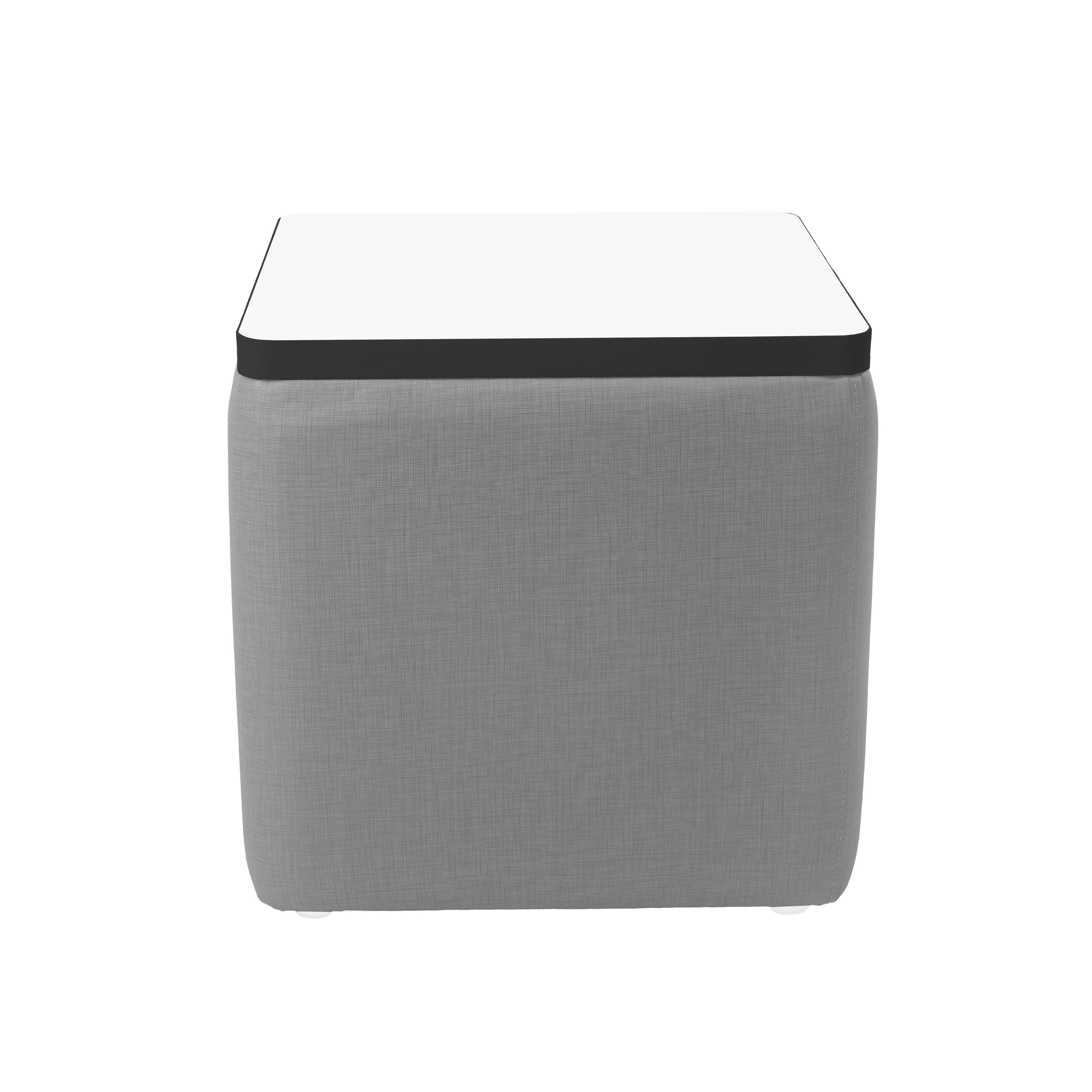Pro Series Upholstered 18" x 18" Square Dry-Erase Ottoman Table 18" Height - Slate Gray Crosshatch/Whiteboard
