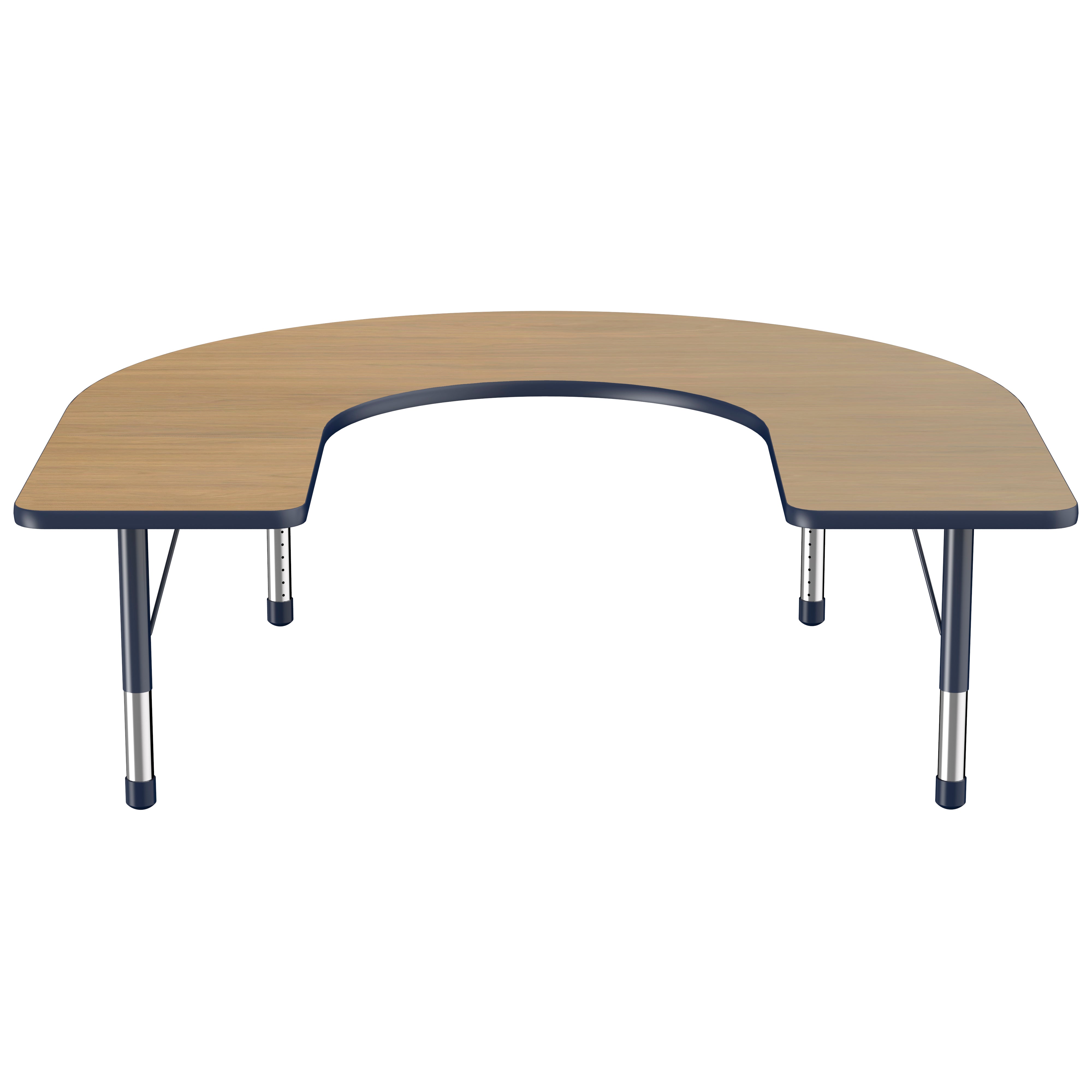 60" x 66" Horseshoe T-Molding Activity Table with Adjustable Chunky Legs - Pasadena Oak/Navy