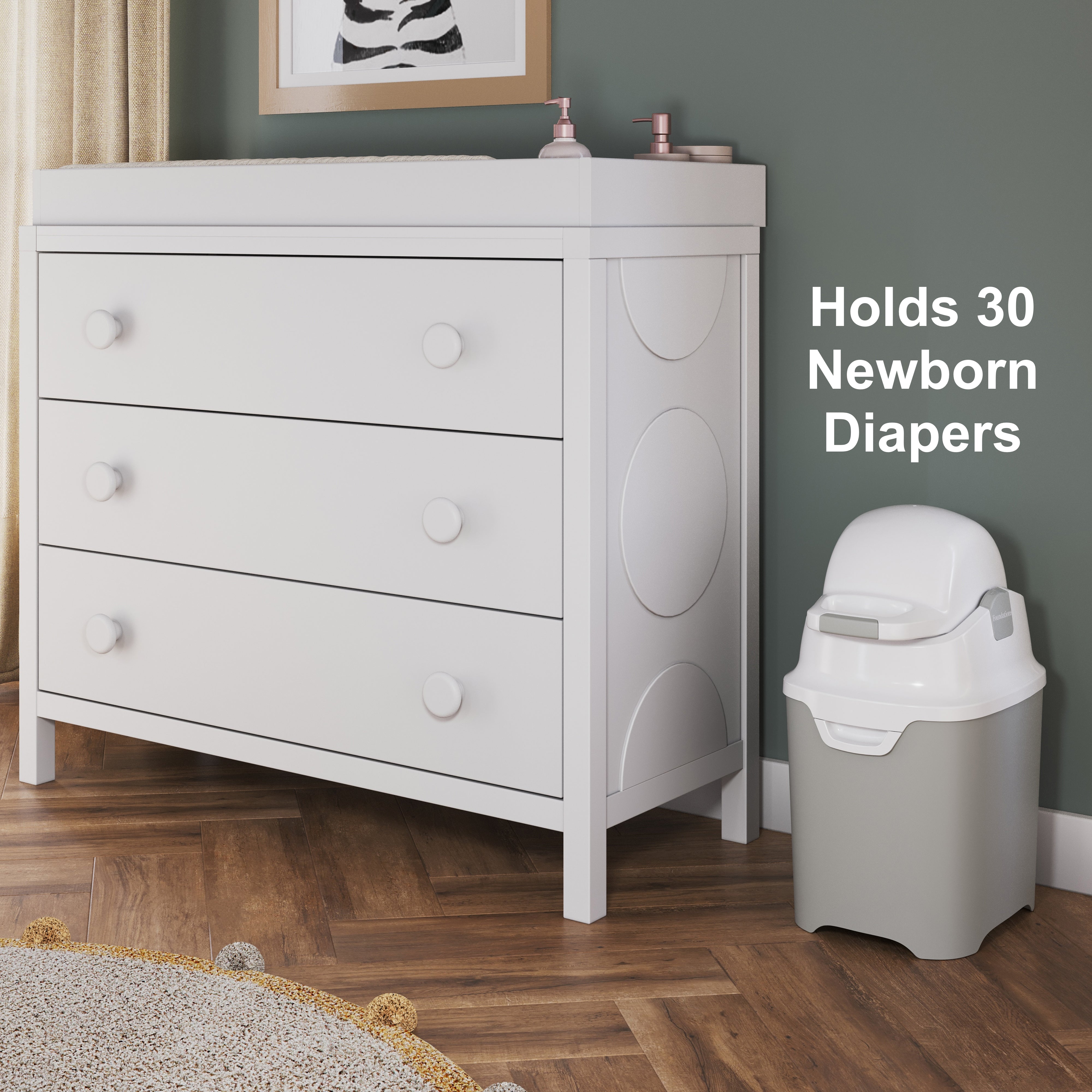 Foundations Mini Diaper Pail, White