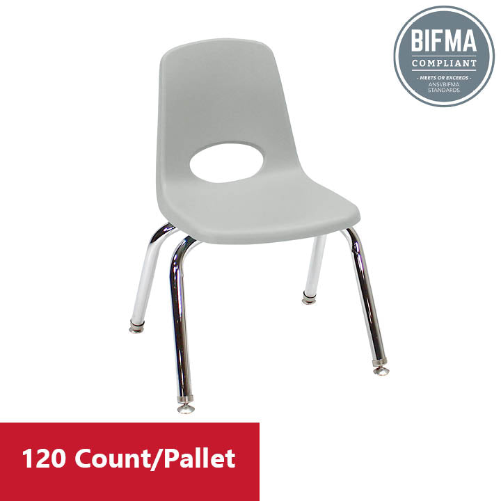 12" Stack Chair with Swivel Glides - Light Gray