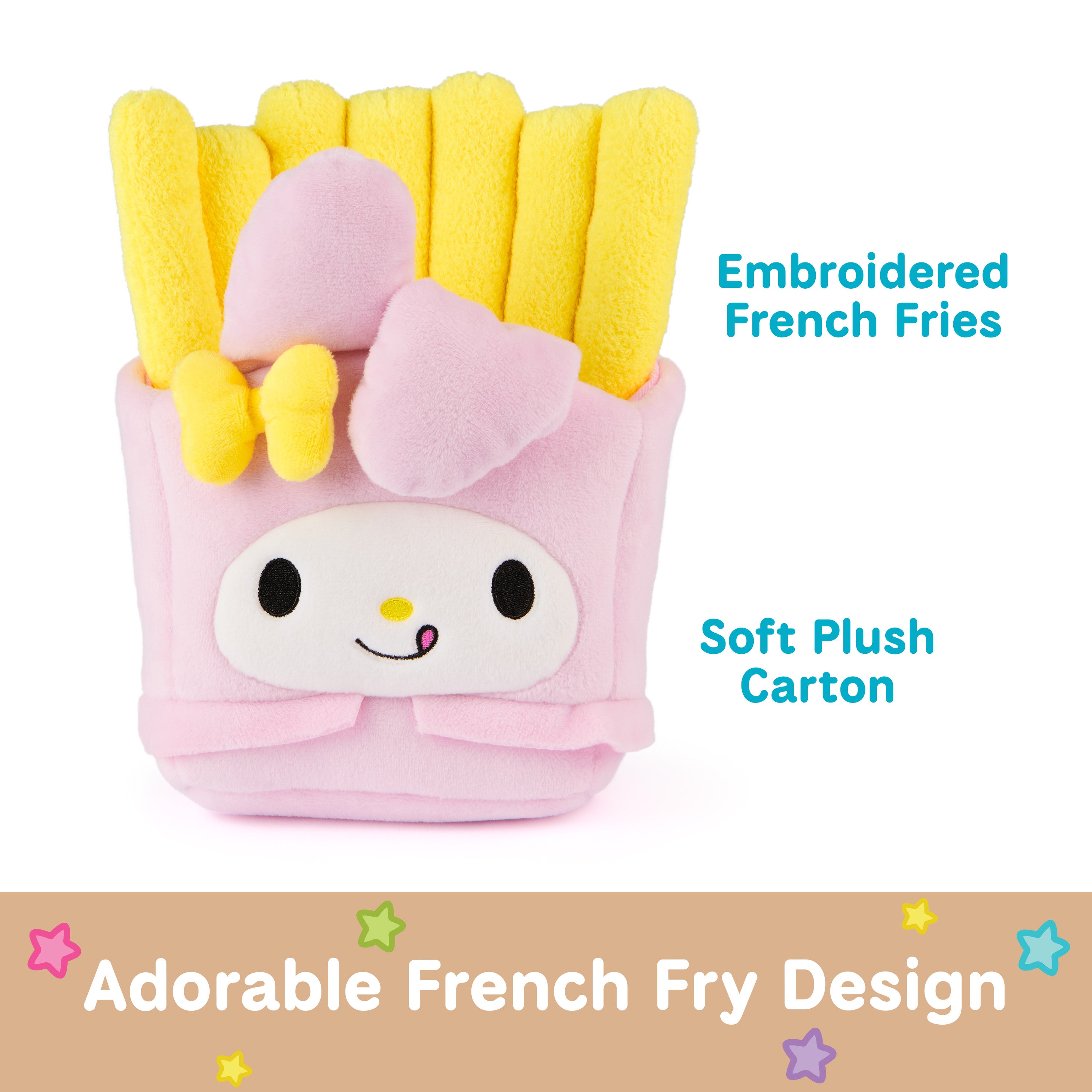 GUND Sanrio Official Hello Kitty and Friends My Melody French Fries Plush, Collectible Plush Toy, Stuffed Animal for Ages 1 and Up, Pink/Yellow, 8”