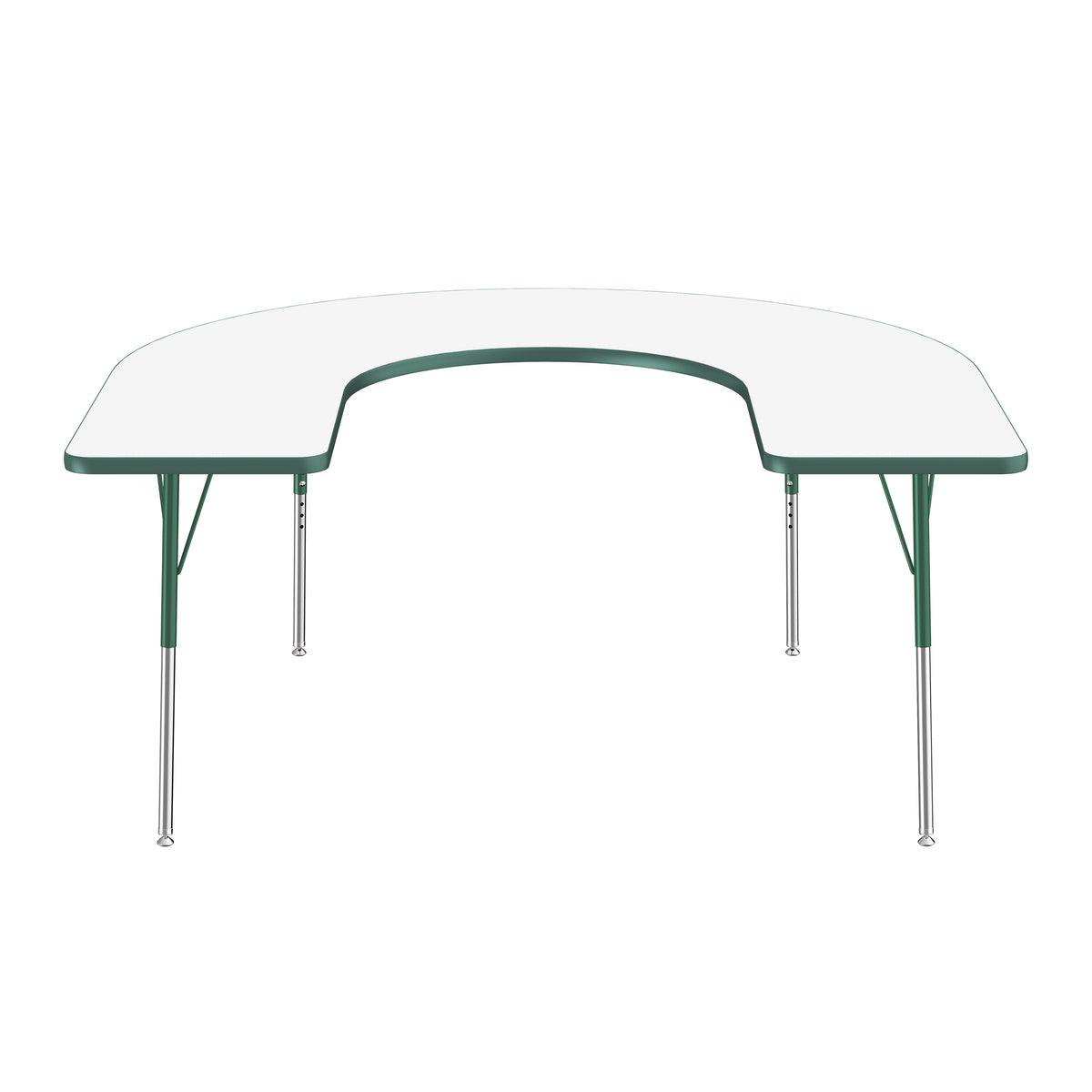 60" x 66" Horseshoe Dry-Erase Activity Table with Adjustable Standard Swivel Glide Legs - Whiteboard/Green