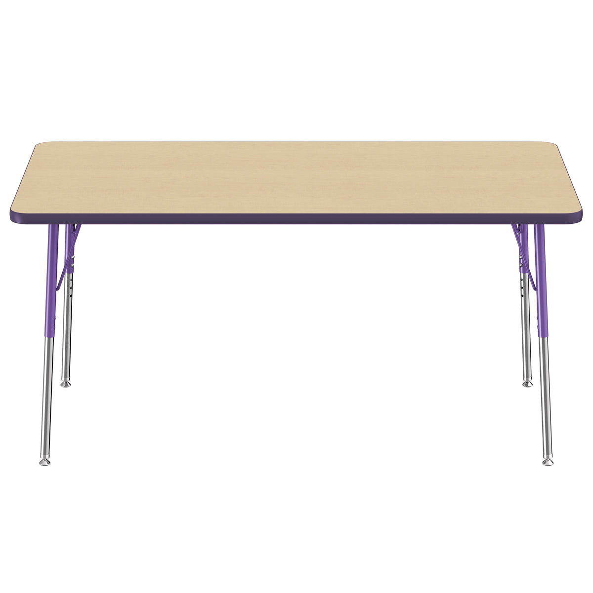 30" x 60" Rectangle T-Molding Activity Table with Adjustable Standard Swivel Glide Legs - Maple/Purple