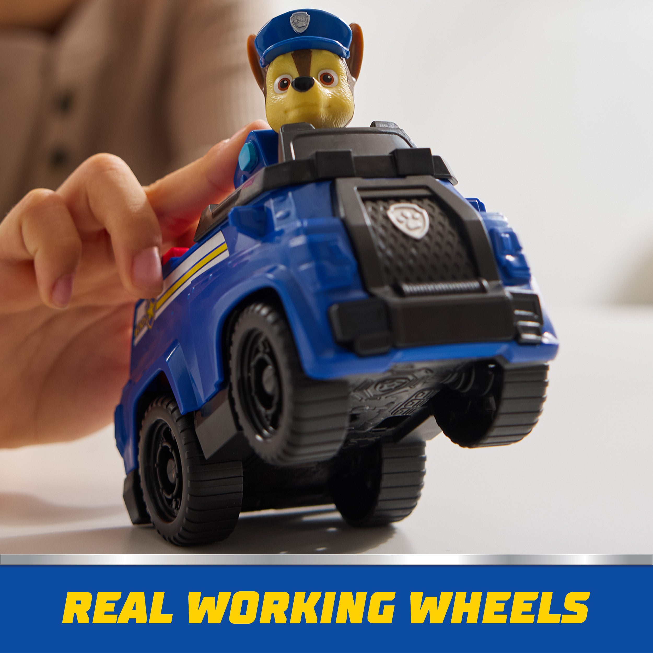 PAW Patrol, Chase’s Patrol Cruiser, Toy Car with Collectible Action Figure, Sustainably Minded Kids Toys for Boys & Girls Ages 3 and Up