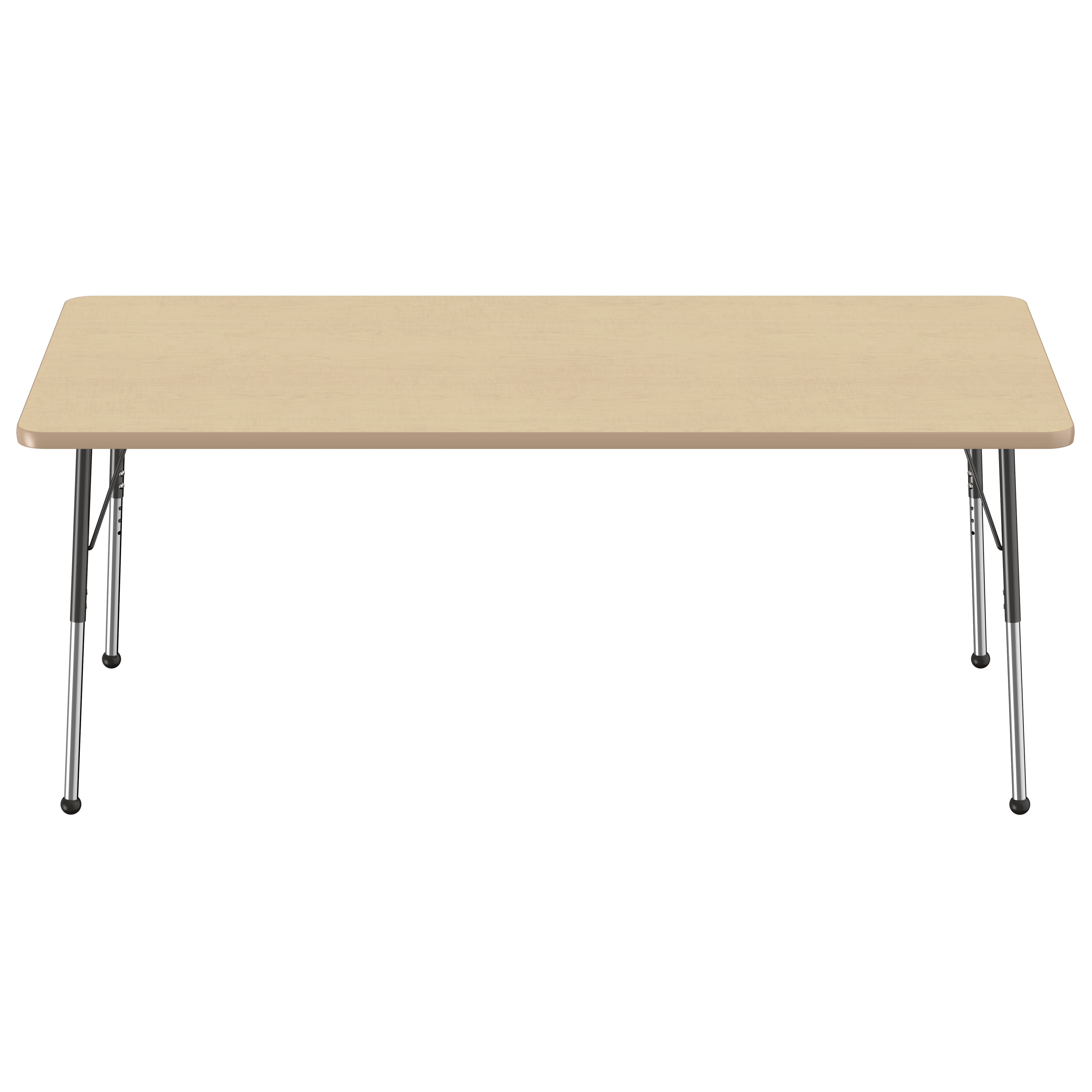 36" x 72" Rectangle T-Molding Activity Table with Adjustable Standard Ball Glide Legs - Maple/Maple/Black