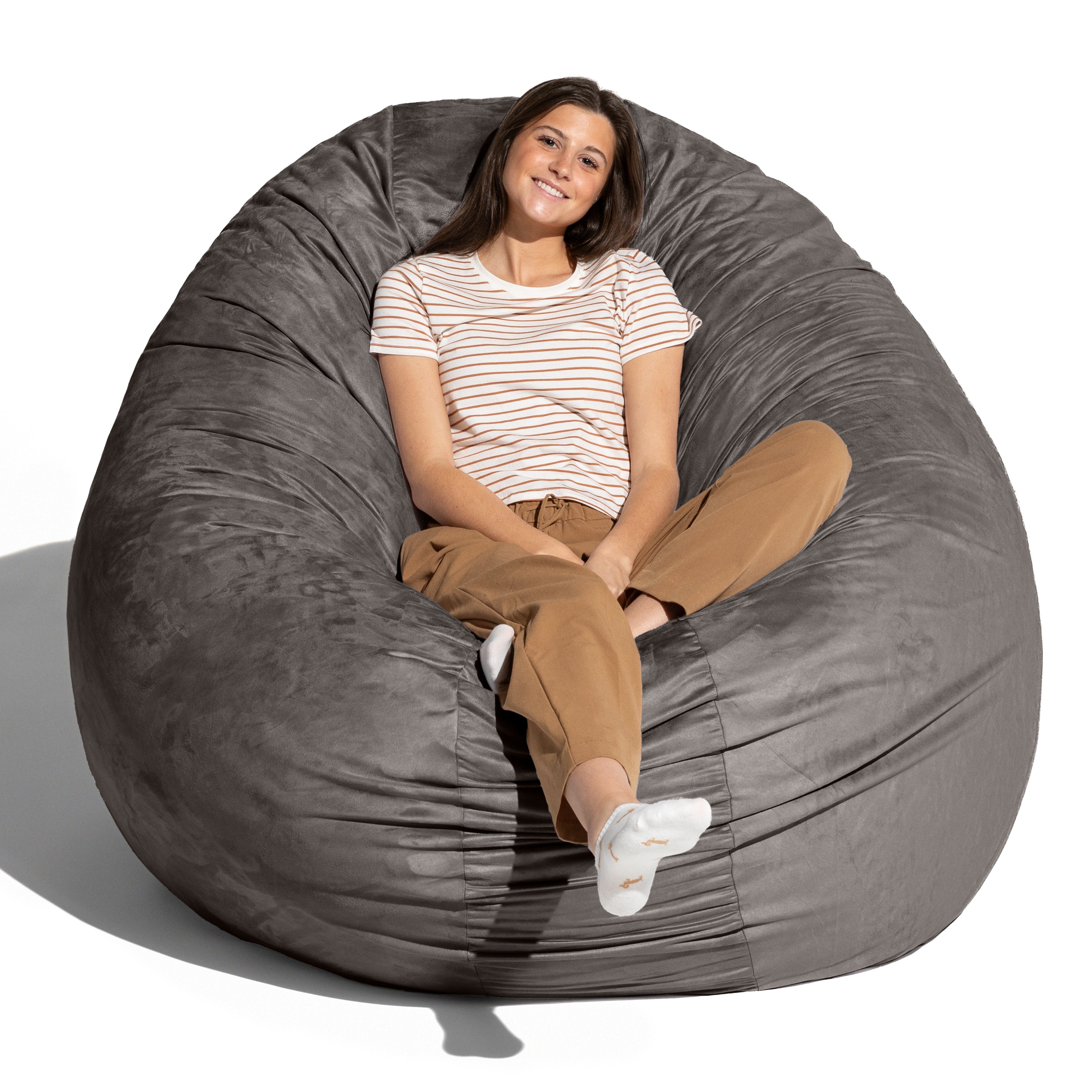 Jaxx 6 Foot Cocoon - 2-in-1 Convertible Bean Bag Bed & Large Bean Bag Chair for Adults, Charcoal