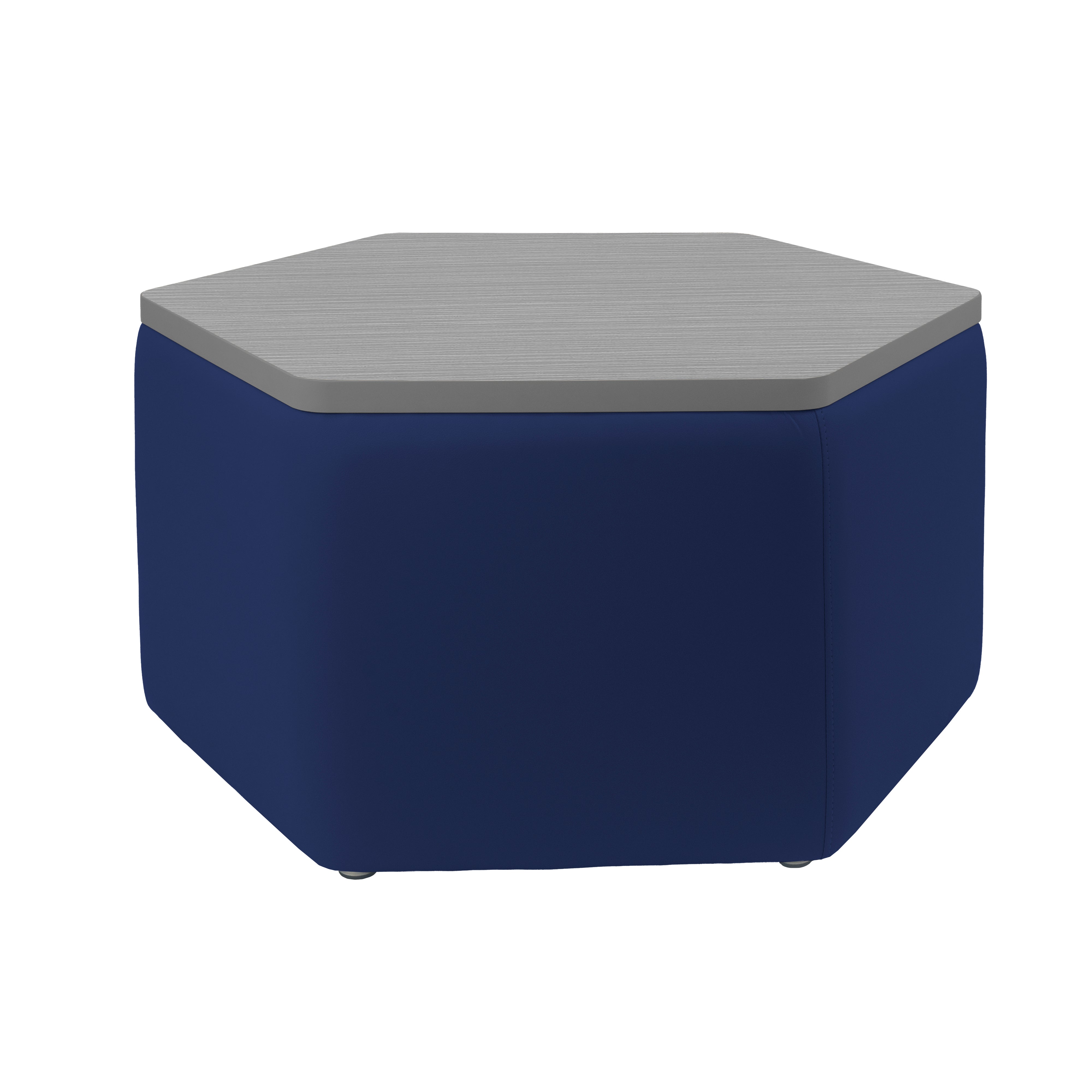 Pro Series Upholstered Hexagon Ottoman Table 18" Height - Navy/Cosmic Strandz