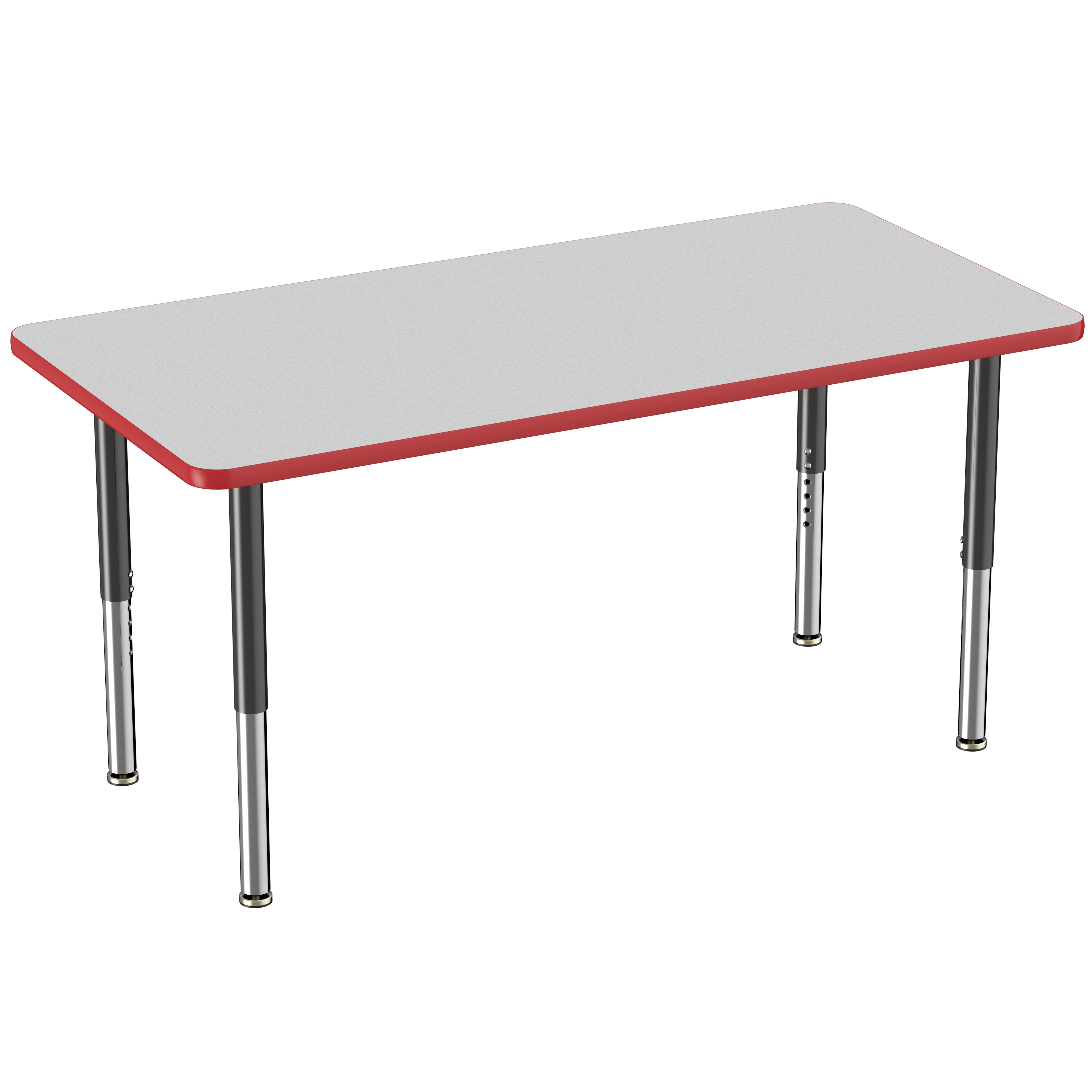 30" x 60" Rectangle T-Molding Activity Table with Adjustable Super Legs - Gray/Red/Black