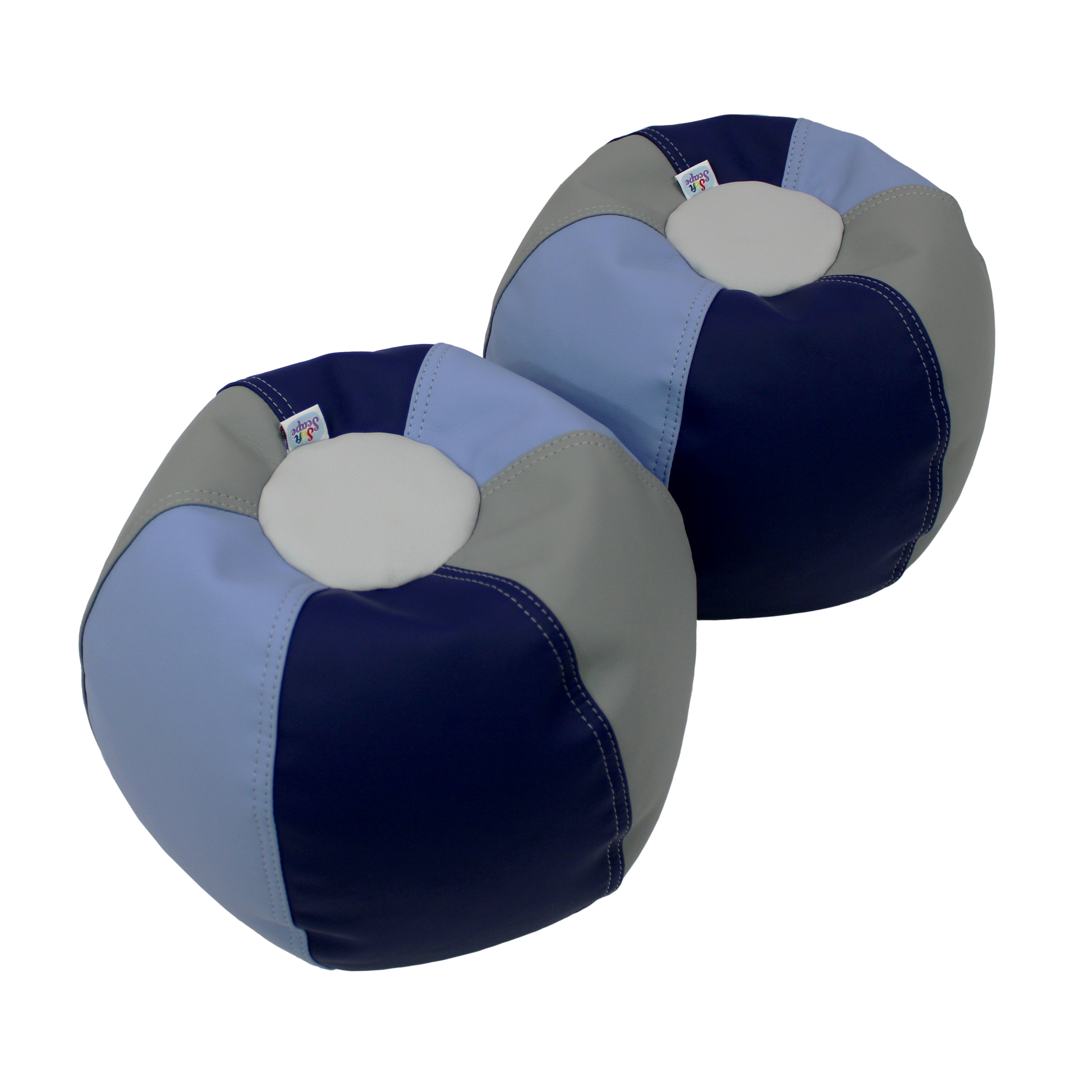 SoftScape Bean Bag Puffs 10" Height, 2-Piece - Navy/Powder Blue