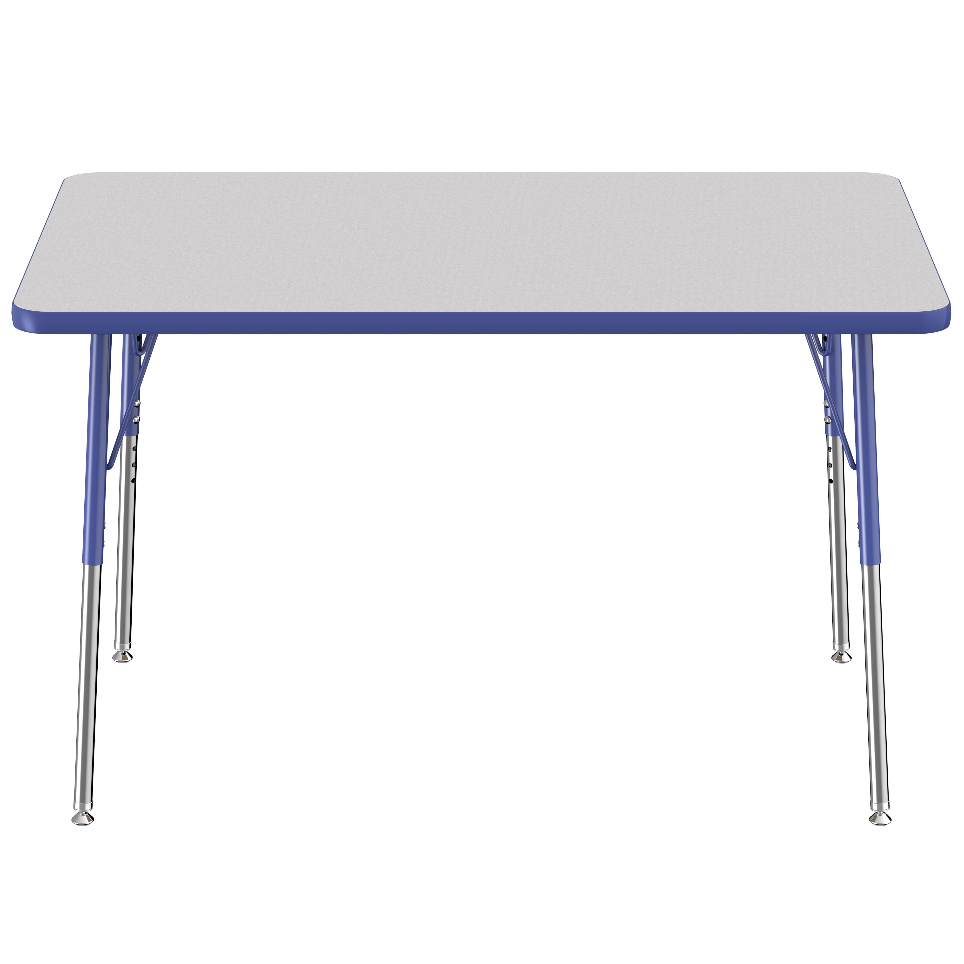 30" x 48" Rectangle Thermofused Activity Table with Adjustable Standard Swivel Glide Legs - Gray/Blue