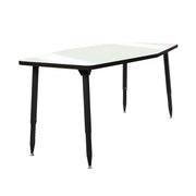 Adapte 34" x 60" Long Hexagon Dry-Erase Activity Table with Adjustable Tapered Legs - Whiteboard/Black