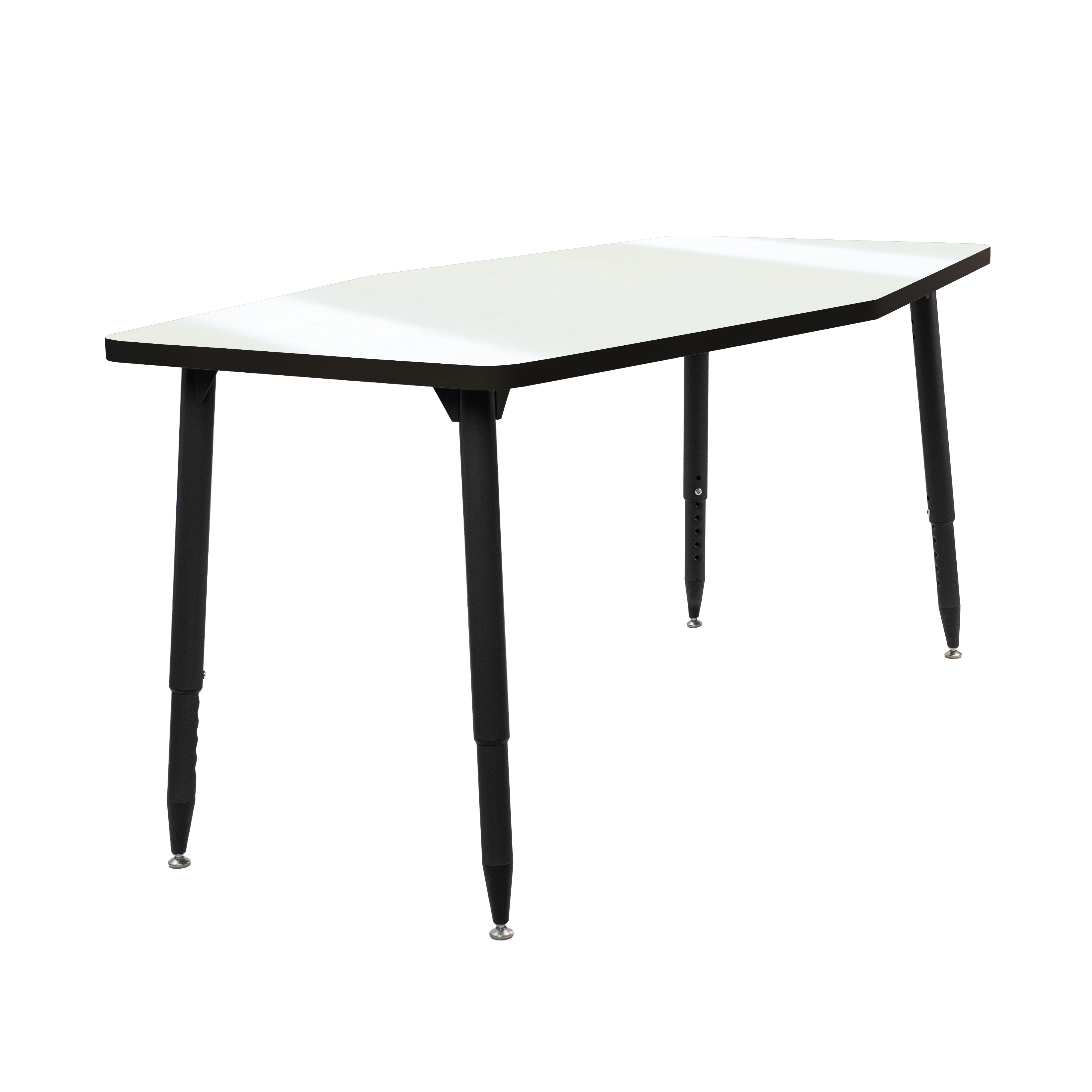 Adapte 34" x 60" Long Hexagon Dry-Erase Activity Table with Adjustable Tapered Legs - Whiteboard/Black