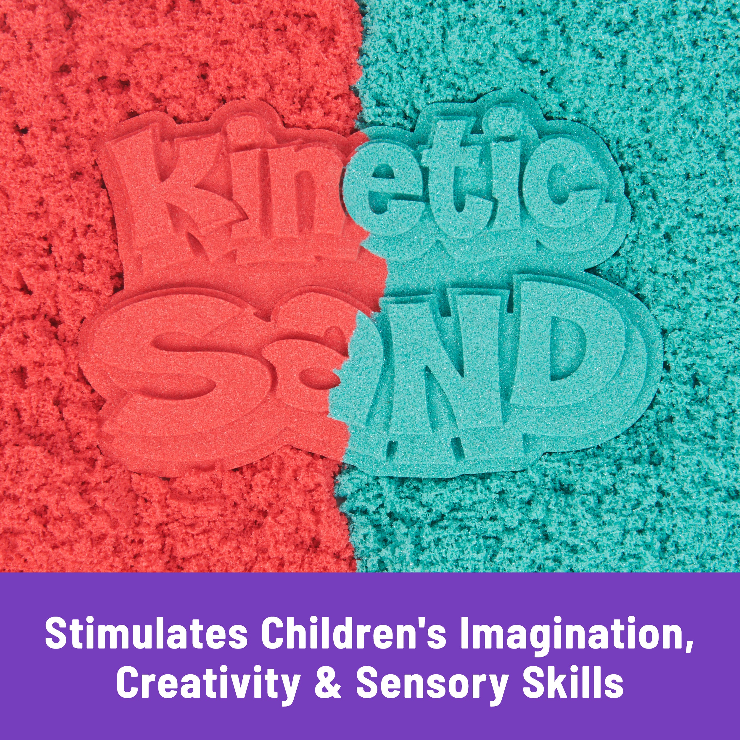 Kinetic Sand Mold n’ Flow with 1.5lbs Red & Teal Play Sand, 3 Tools, Sensory Toys for Kids Ages 3 and up