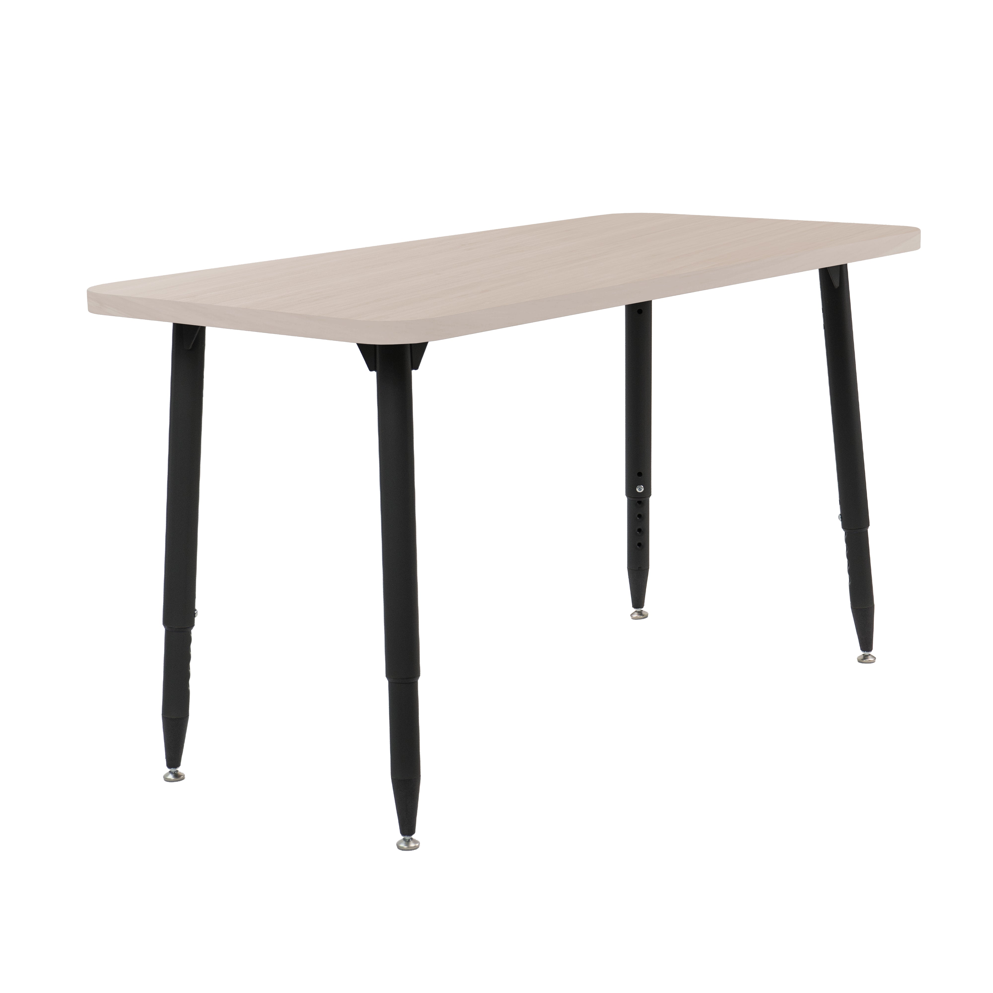 Adapte 24" x 48" Rectangle Woodgrain Activity Table with Adjustable Tapered Legs - Asian Sand/Black