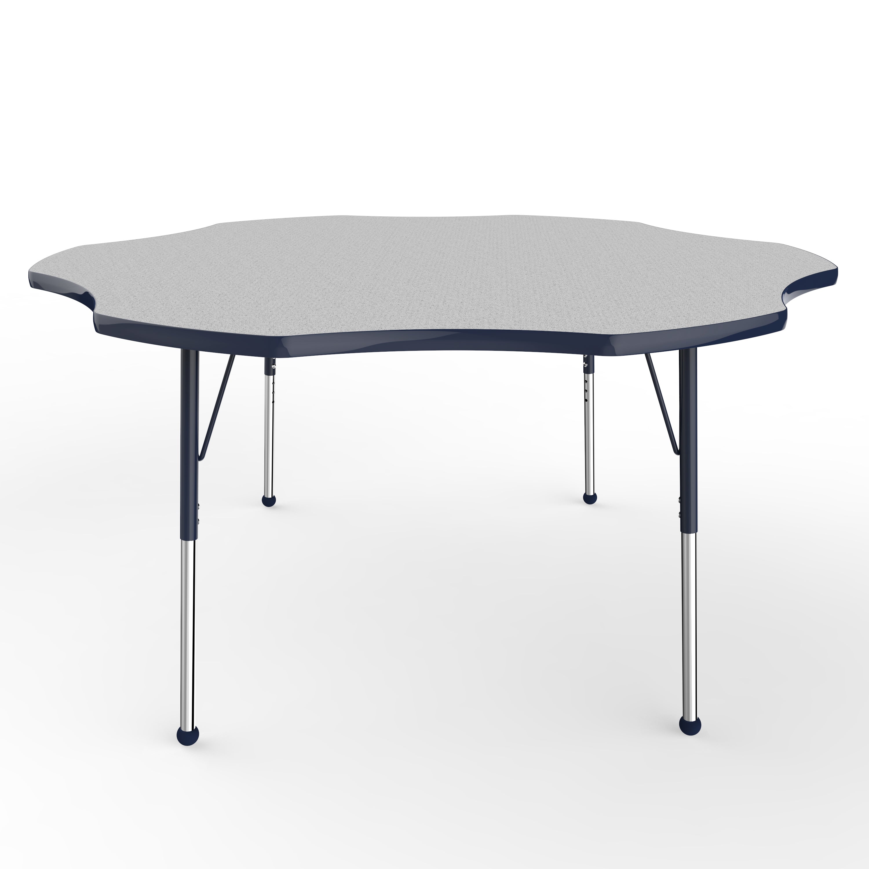 60" x 60" Flower T-Molding Activity Table with Adjustable Standard Ball Glide Legs - Gray/Navy