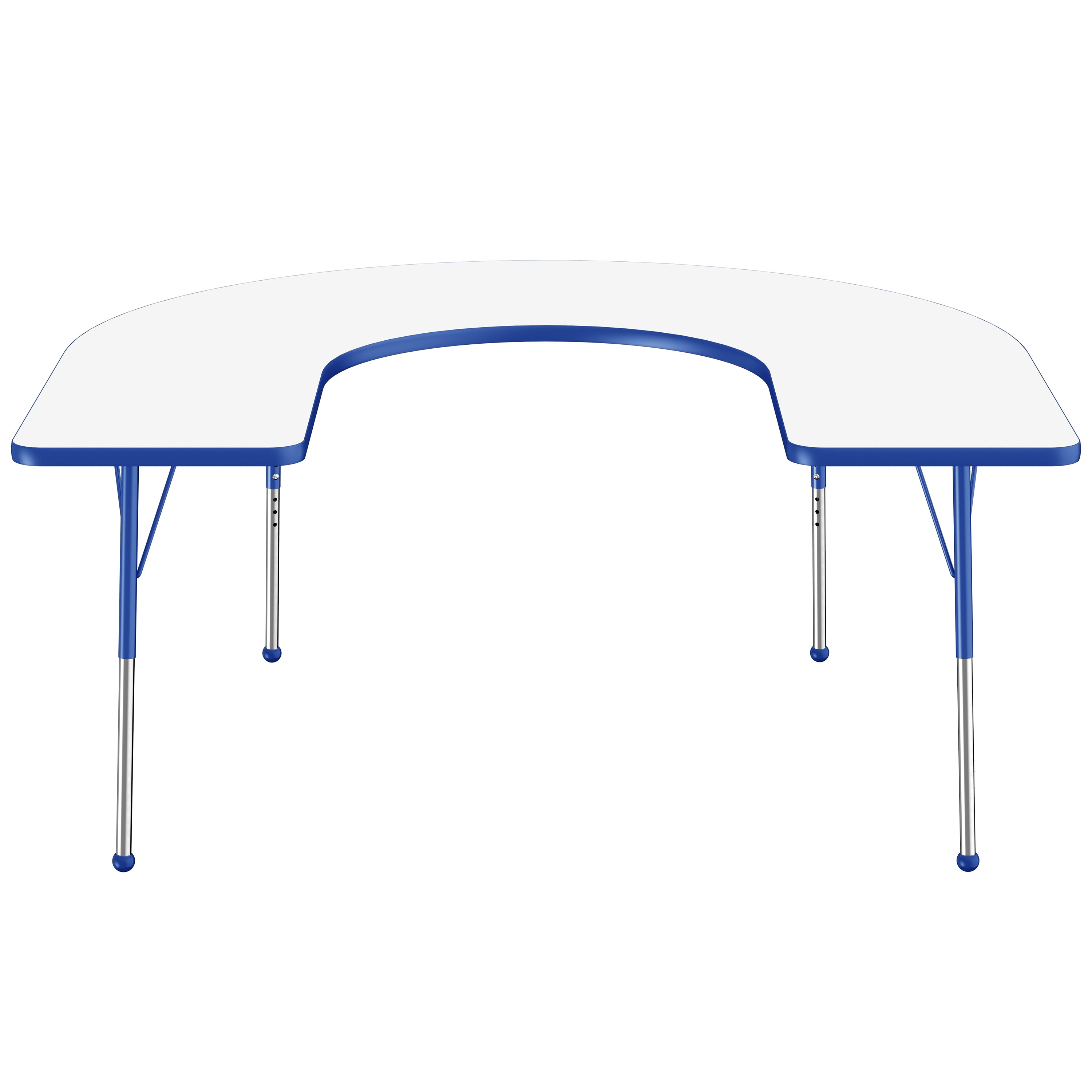 60" x 66" Horseshoe Dry-Erase Activity Table with Adjustable Standard Ball Glide Legs - Whiteboard/Blue