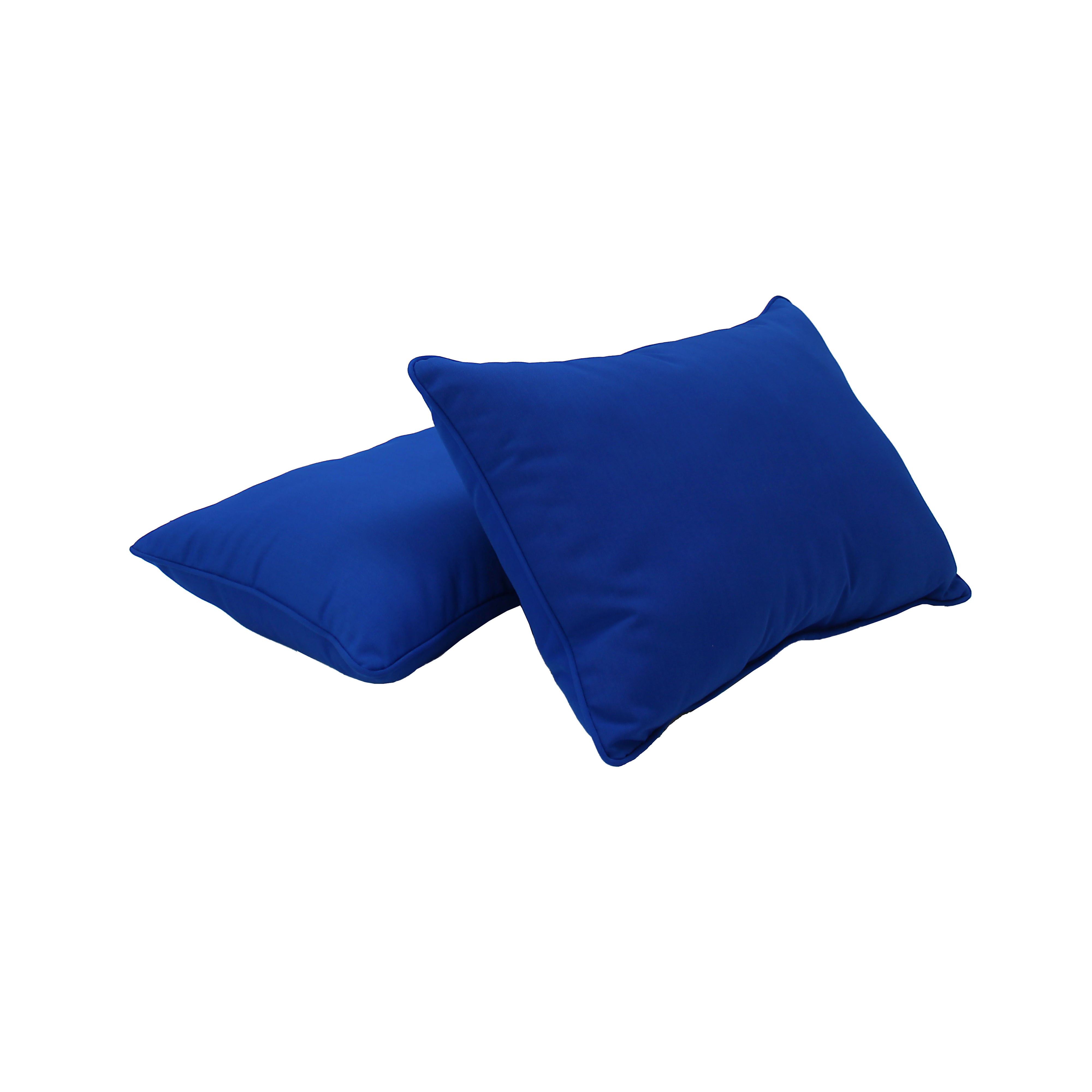 Presidio 12" x 20" Lumbar Indoor/Outdoor Pillow with Piping, 2-Piece - Brilliant Blue