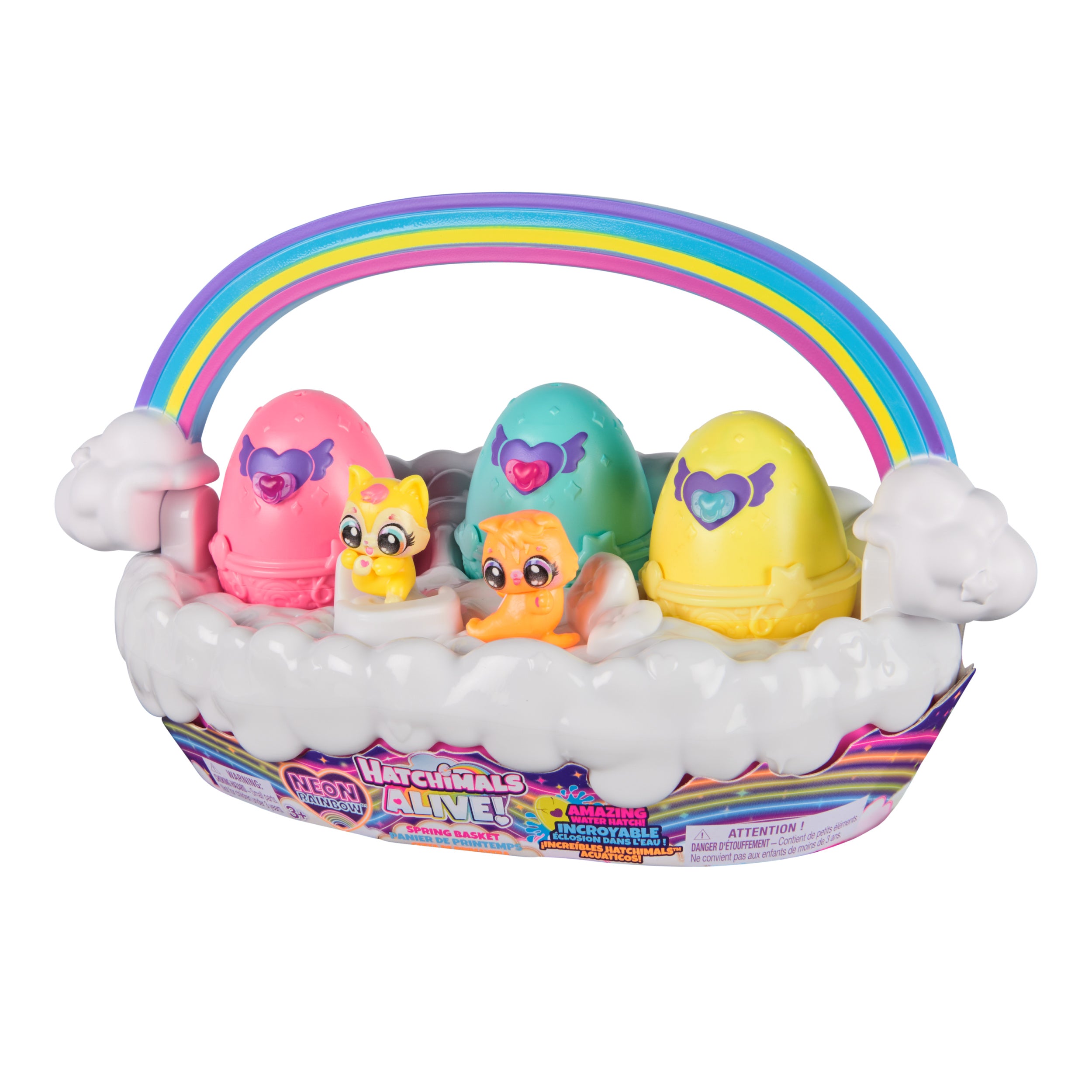 Hatchimals Alive, Neon Rainbow Spring Basket Toy Styles May Vary, 3 Self-Hatching Easter Eggs, Fun Gift & Kids Toys for Girls & Boys Ages 3 and up