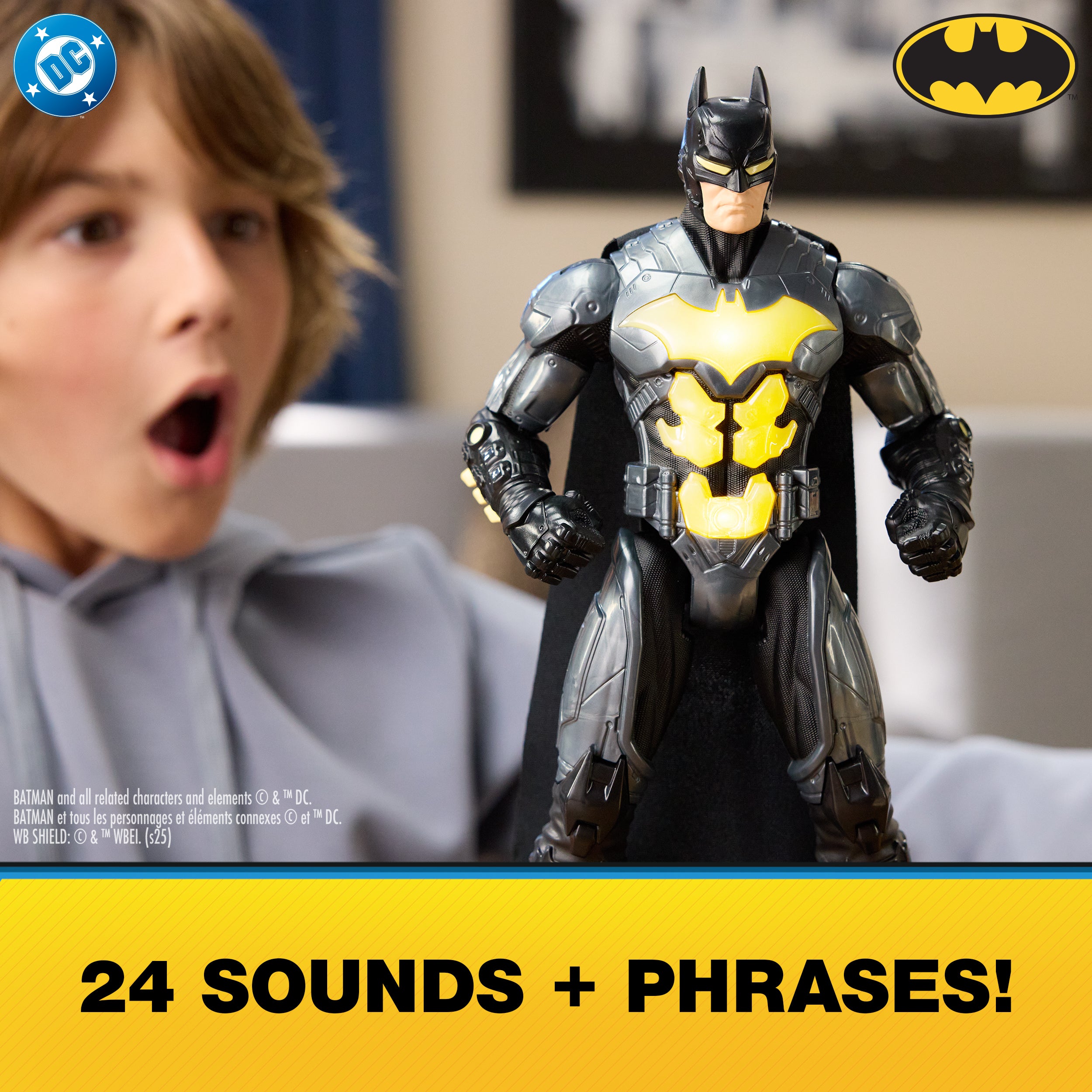 DC Comics, Batman Night Flare 12" Light Up Action Figure with 24 Sounds & Phrases, Super Hero Kids Toys for Boys & Girls Ages 4 & Up, Batteries Included