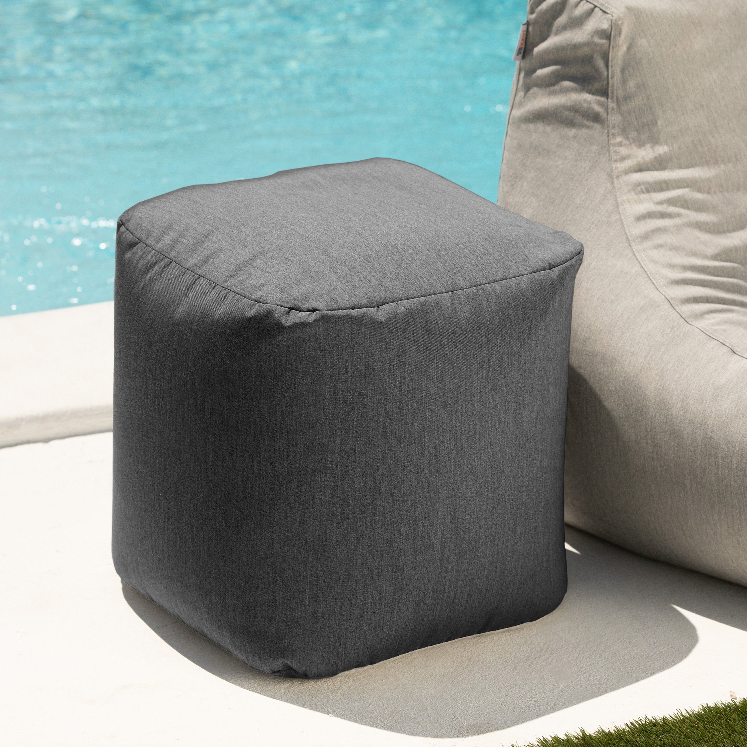 Jaxx Luckie Outdoor Patio Bean Bag Ottoman, Charcoal