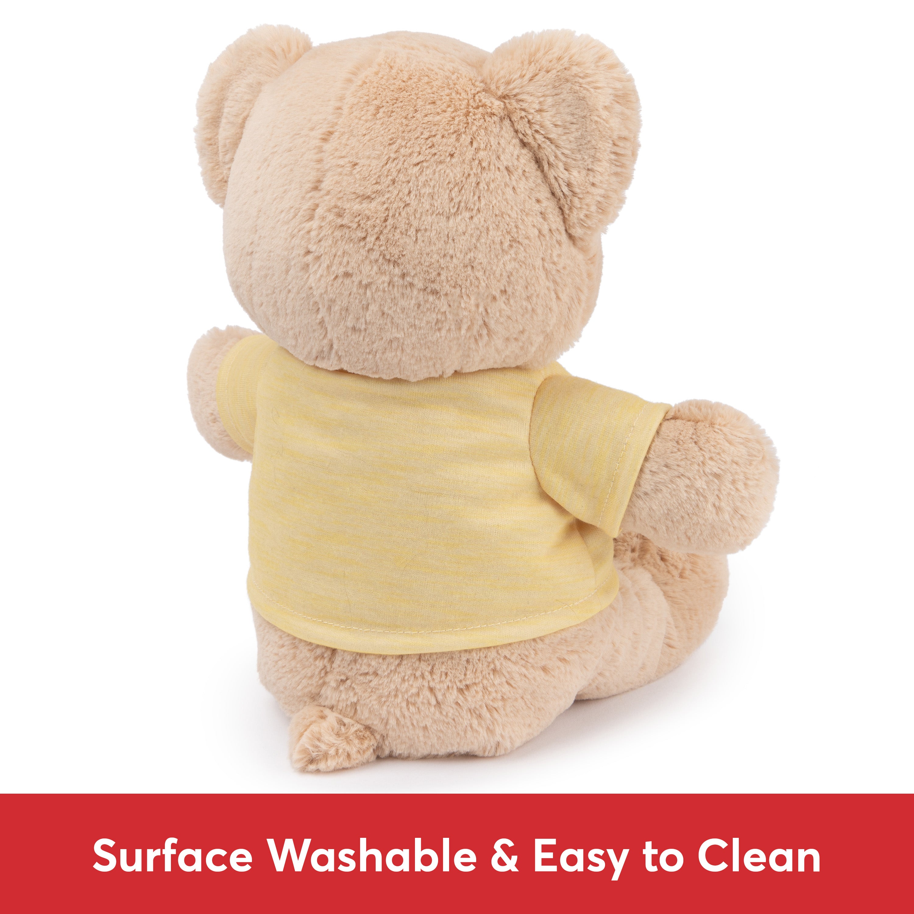 GUND “Good Vibes” Sustainable Message Bear with Yellow T-Shirt, Teddy Bear Made from 100% Recycled Materials for Ages 1 and Up, Tan, 12”