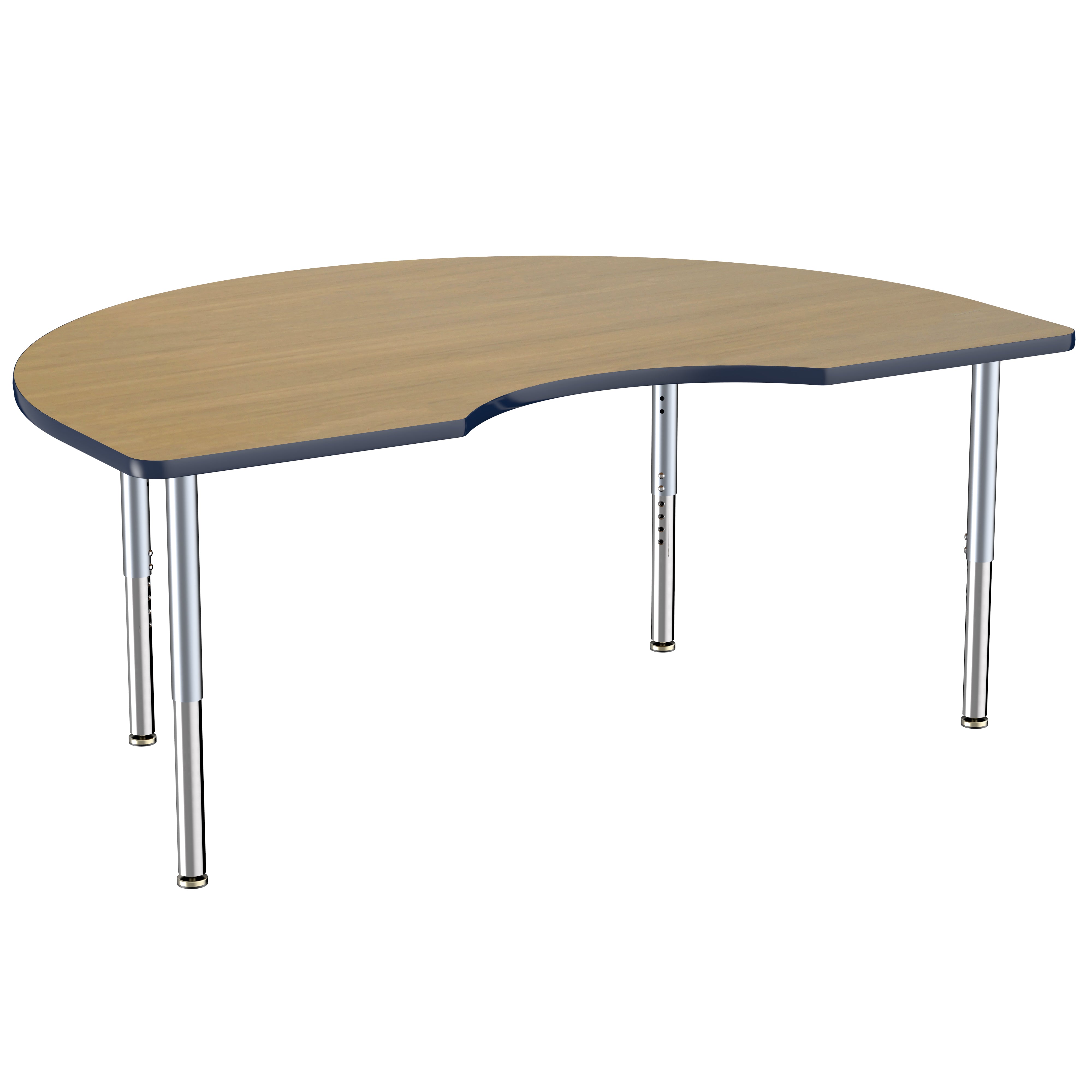 48" x 72" Kidney Thermofused Activity Table with Adjustable Super Legs - Pasadena Oak/Navy/Silver