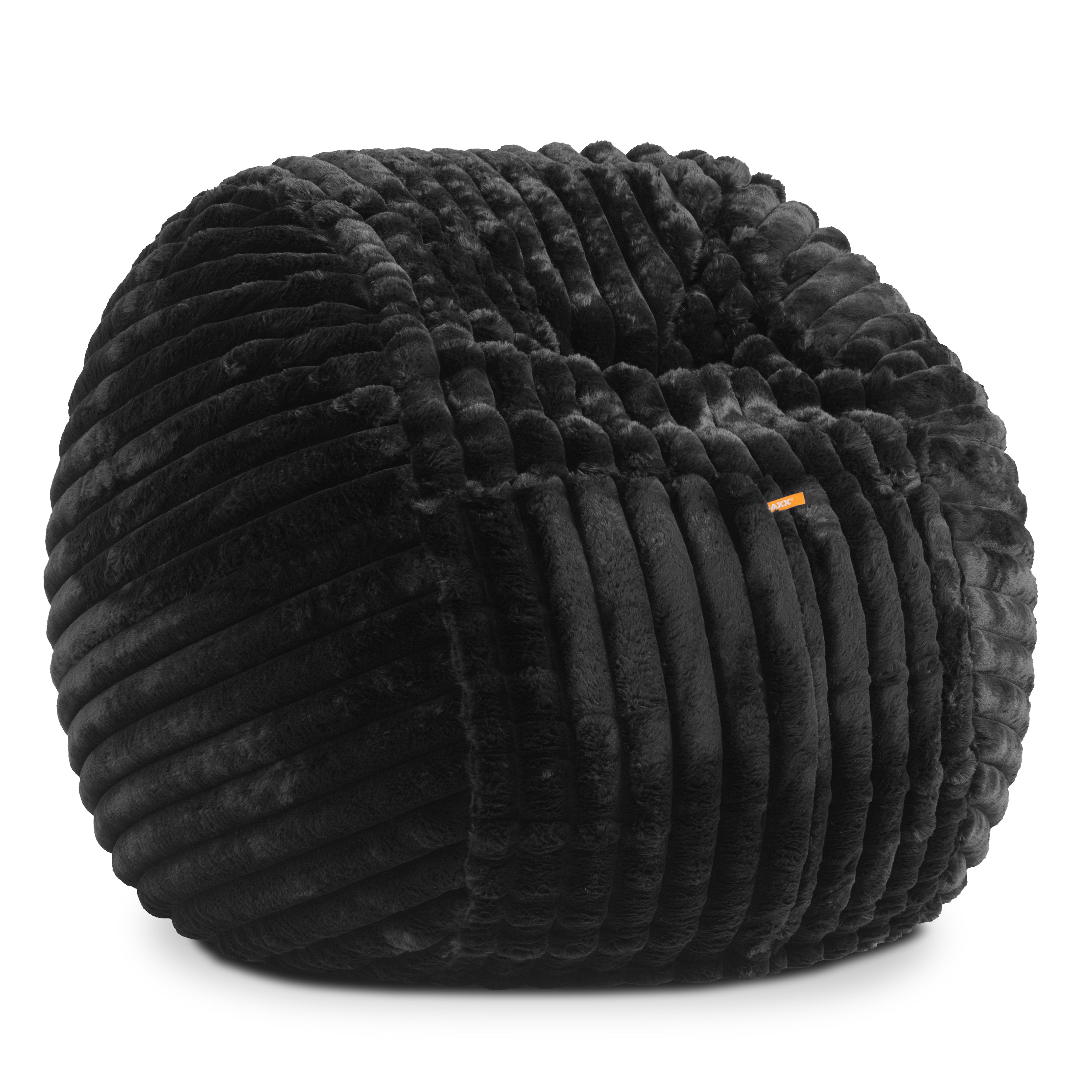 Jaxx Saxx 4ft - Large Round Bean Bag for Adults - Made in the USA - Luxuriously Soft Plush Faux Fur, Black
