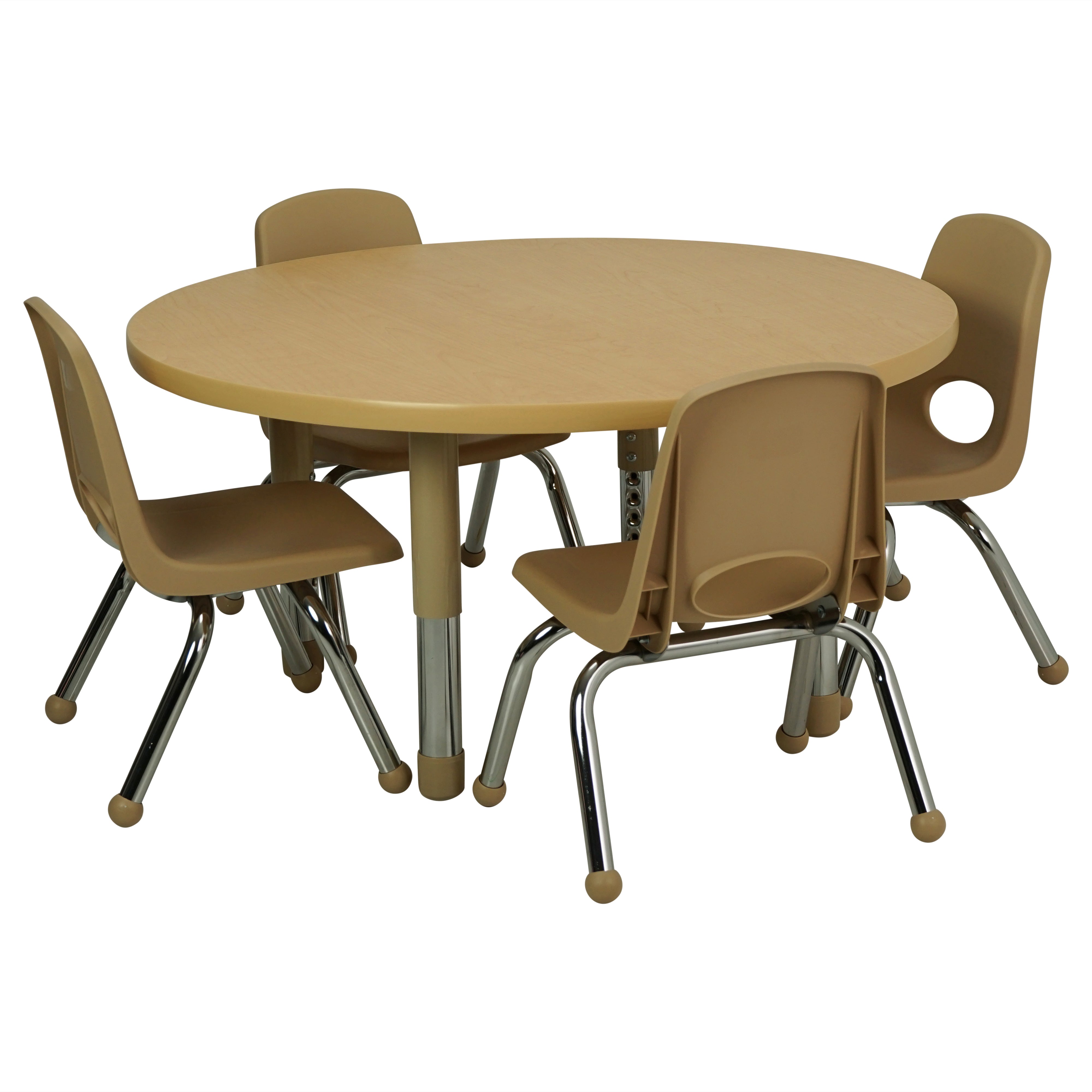 36" Round T-Molding Activity Table with Adjustable Tiny Tot Legs - Maple/Sand