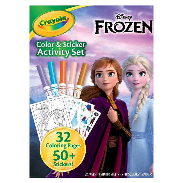 Crayola Frozen Color and Sticker Activity Set with Pipsqueak Markers, Gift for Kids, Ages 3, 4, 5, 6, Coloring Pages and Stickers