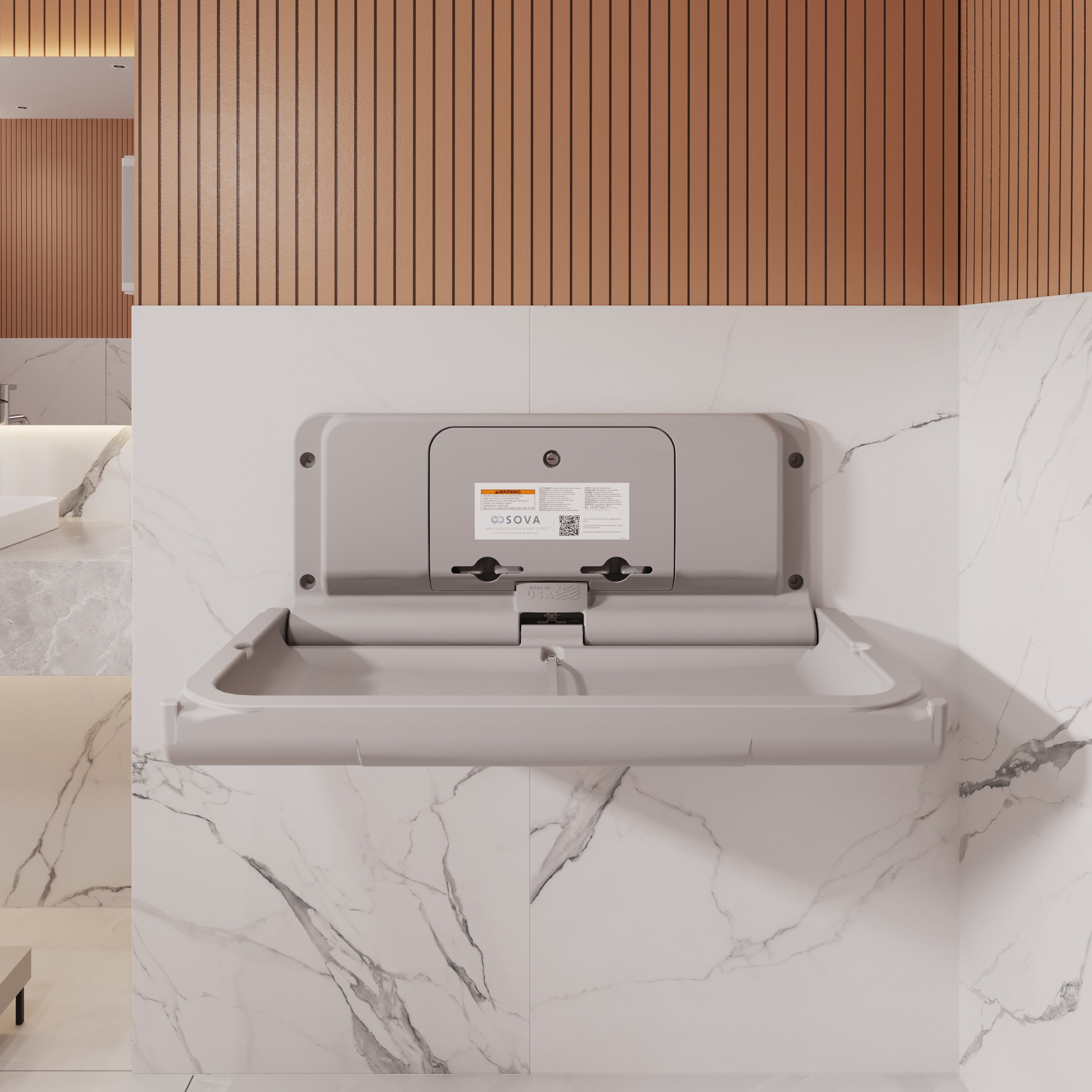 Span Horizontal Baby Changing Station w/ EZ Mount™ Backer Plate - Light Gray