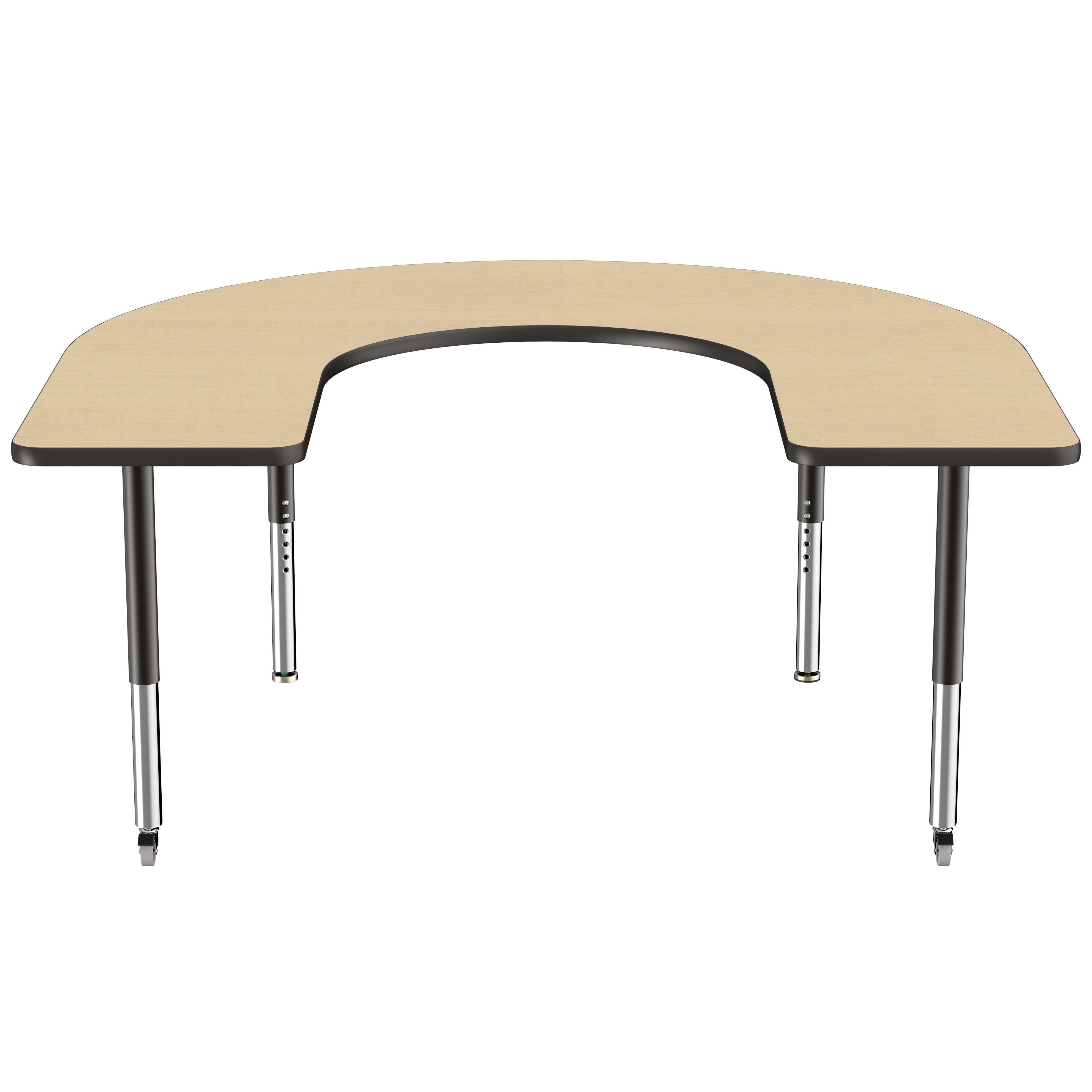 60" x 66" Horseshoe T-Molding Activity Table with Adjustable Super Legs - Maple/Black