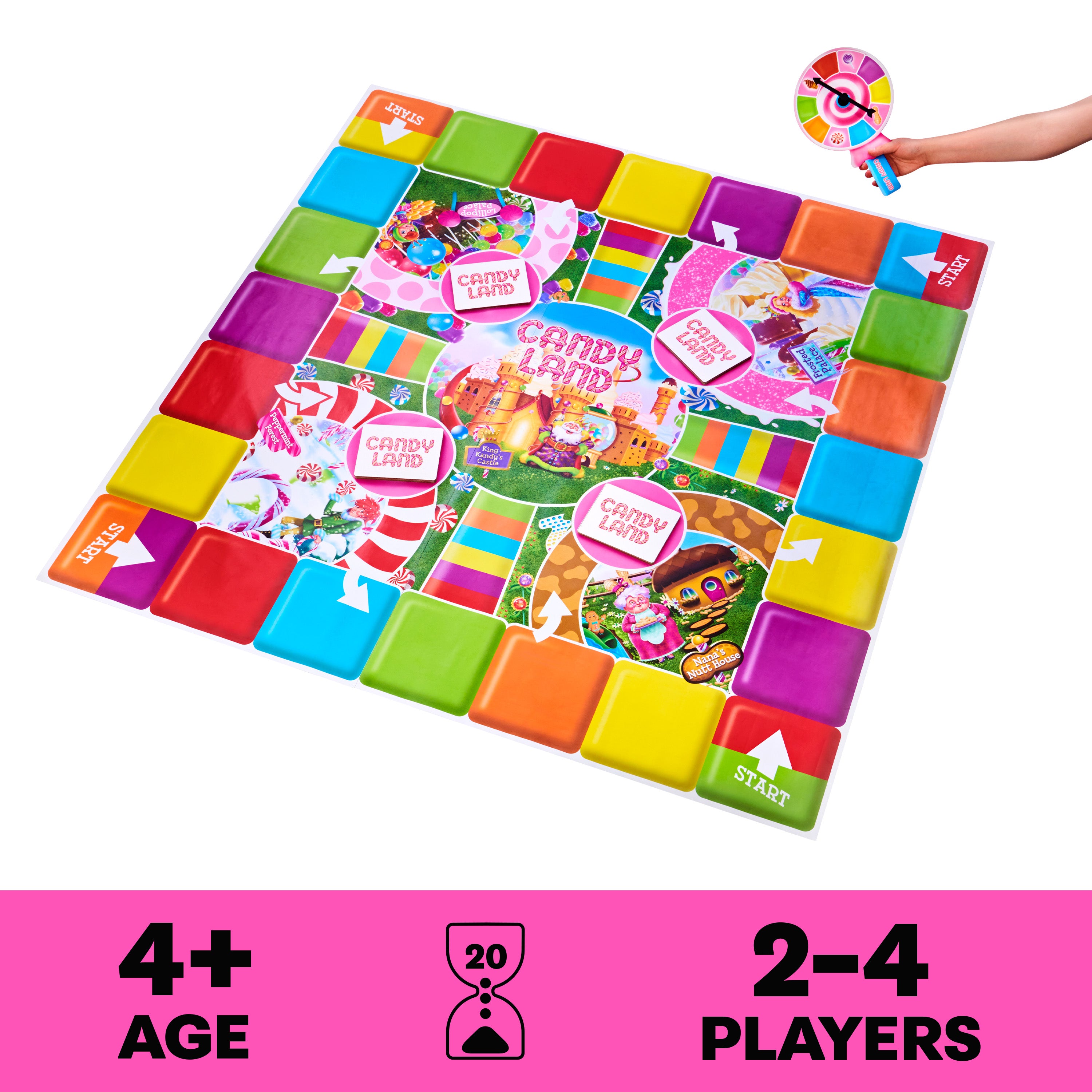 Spin Master Games, Candy Land Giant Edition, Preschool Game for Indoor & Outdoor Fun with Big Oversized Board, for Family and Kids, 2-4 Players, Ages 4 & Up
