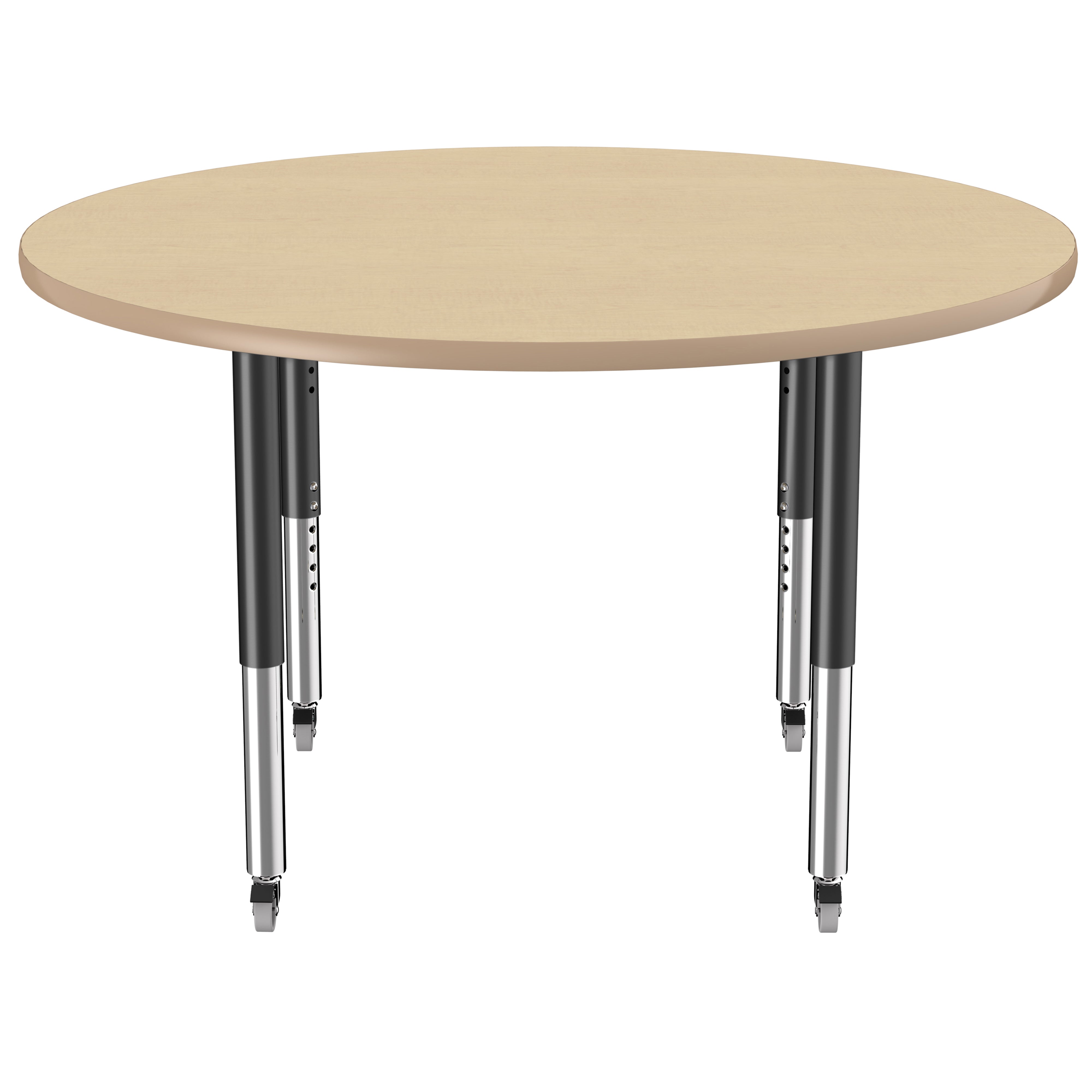 48" Round Thermofused Activity Table with Adjustable Super Legs - Maple/Maple/Black