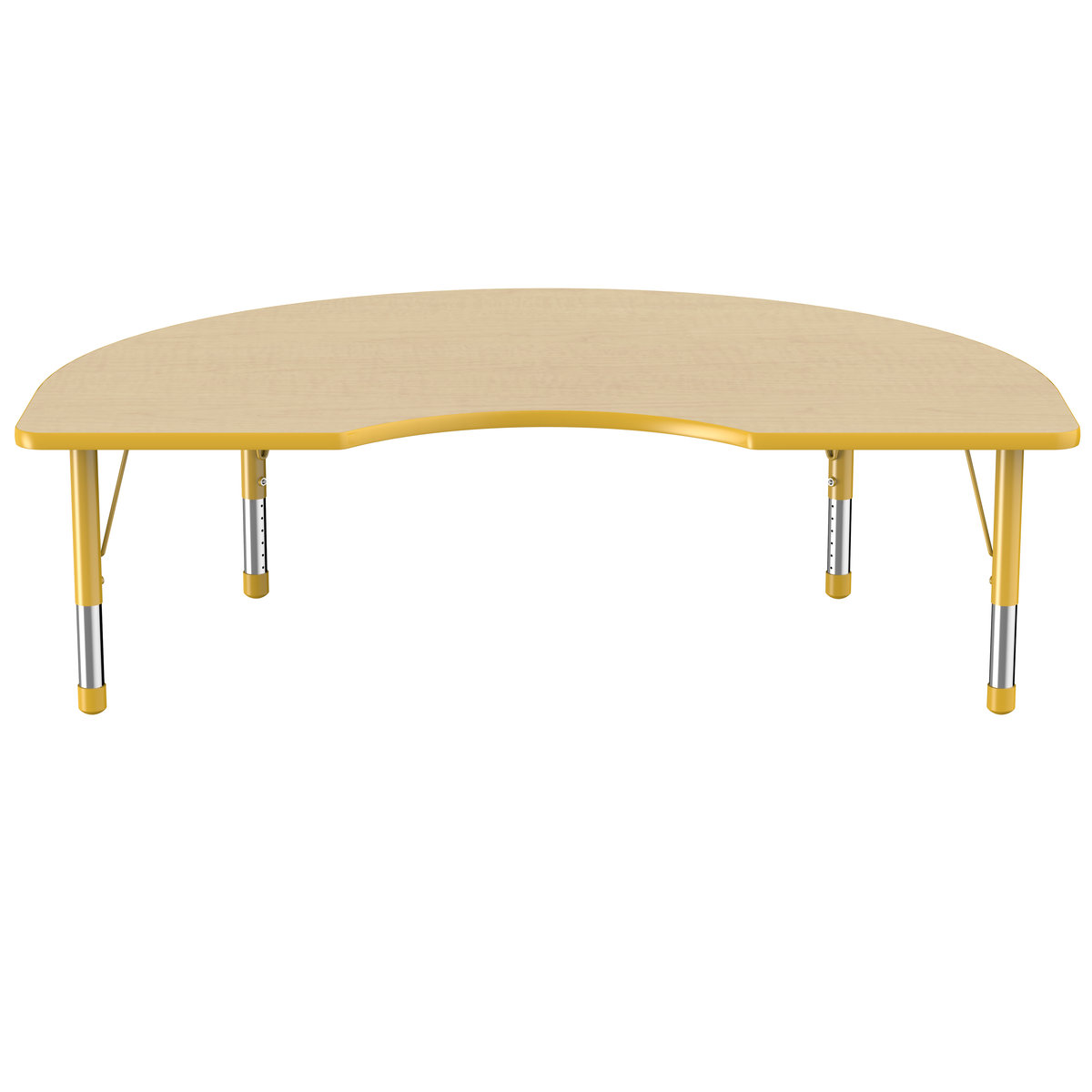 48" x 72" Kidney T-Molding Activity Table with Adjustable Chunky Legs - Maple/Yellow