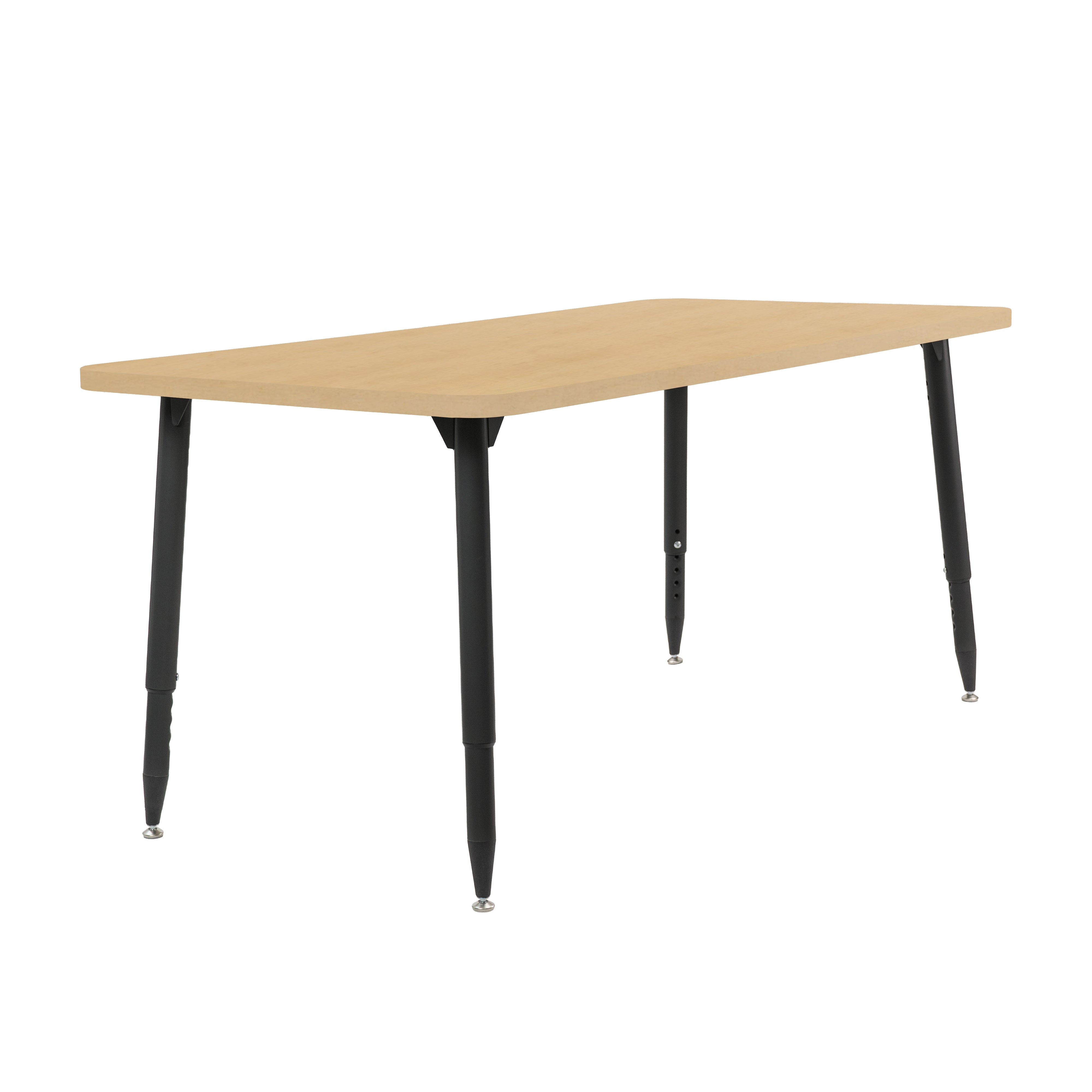 Adapte 30" x 60" Rectangle Woodgrain Activity Table with Adjustable Tapered Legs - Maple Grain/Black