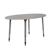 Adapte 30" x 60" Oval Woodgrain Activity Table with Adjustable Tapered Legs - Light Gray Wood/Silver