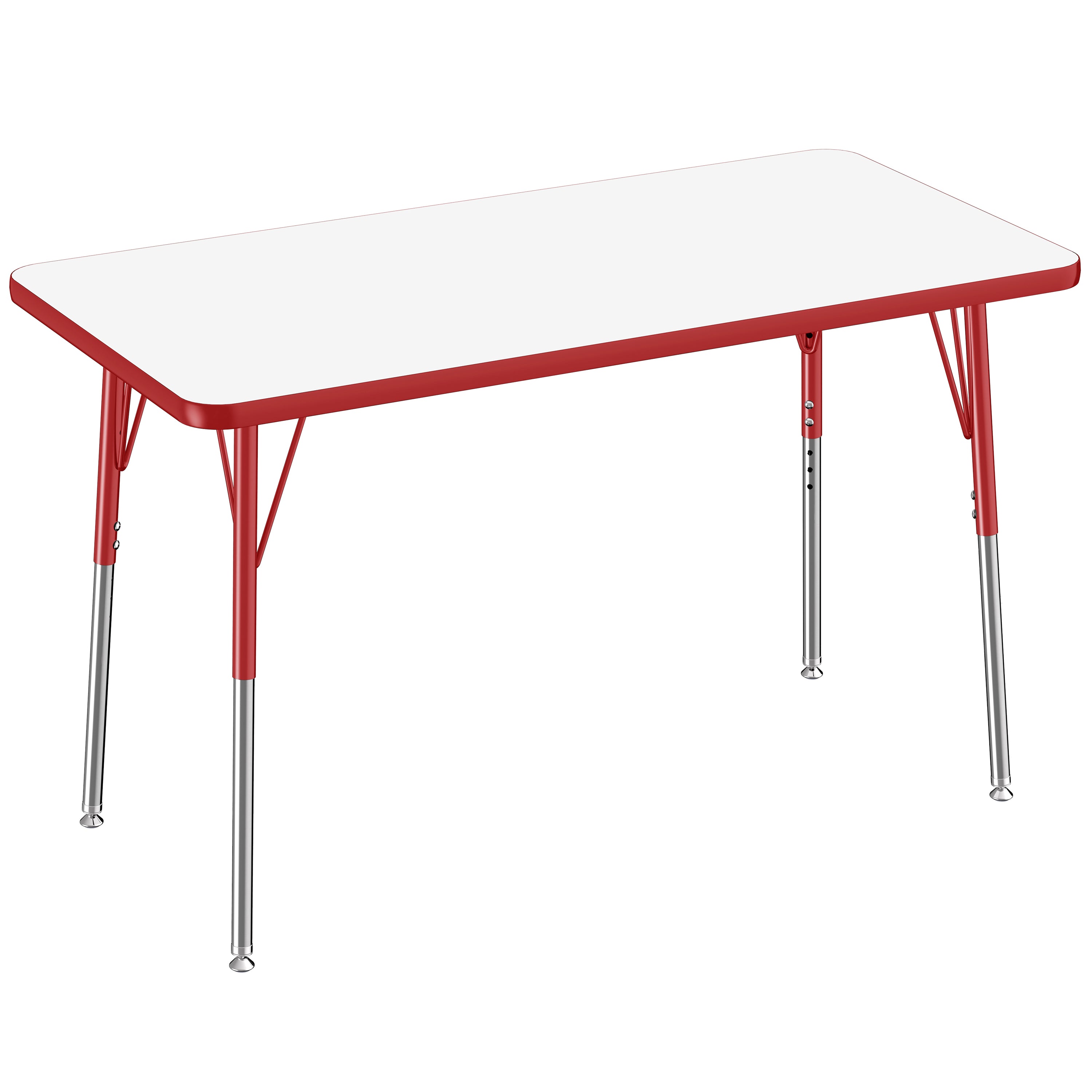 24" x 48" Rectangle Dry-Erase Activity Table with Adjustable Standard Swivel Glide Legs - Whiteboard/Red