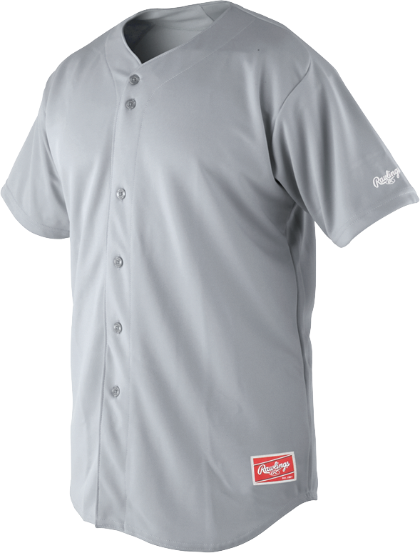 Rawlings  Youth Plated 150 Fabric Full-Button Jersey - Extra Large - Blue Gray