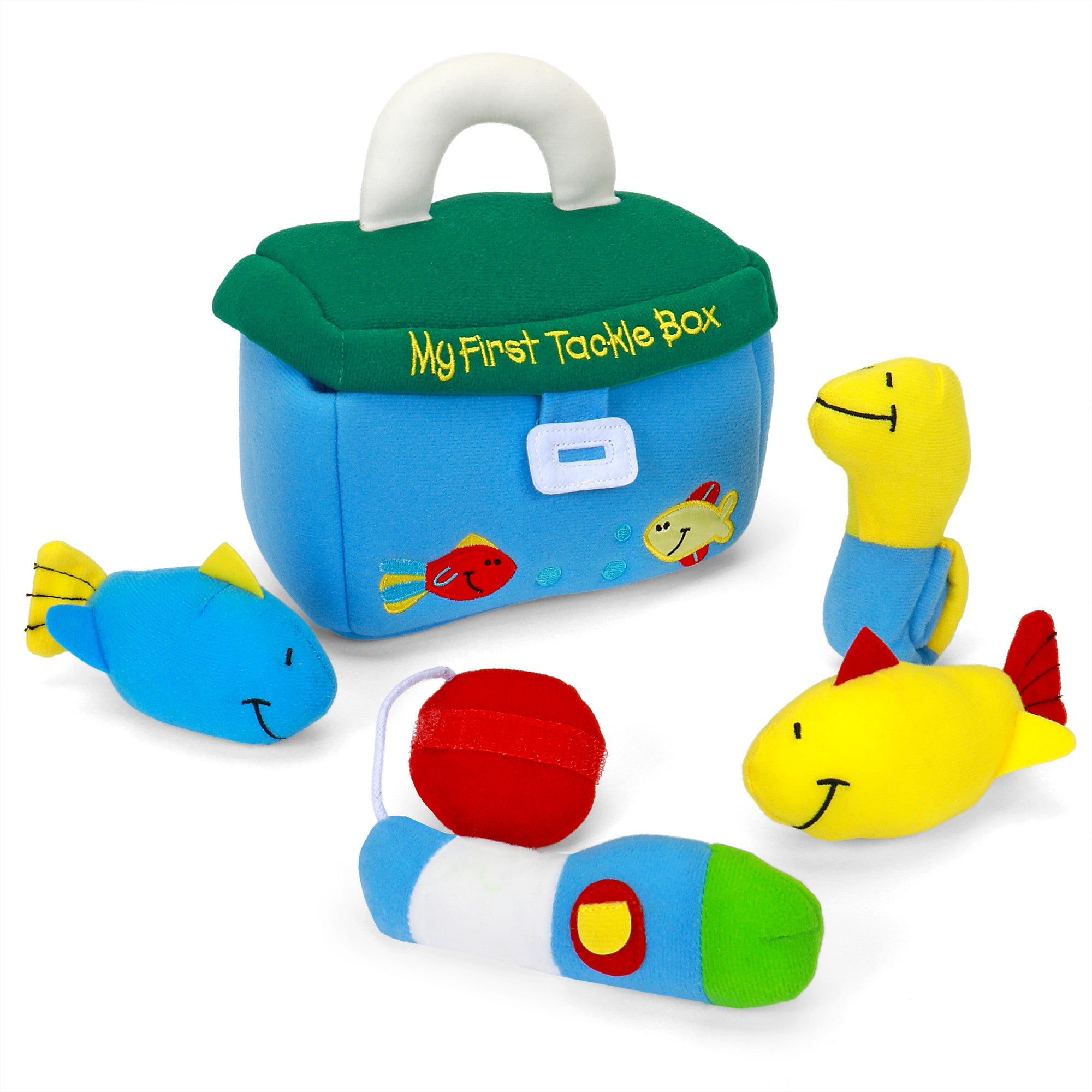 Baby GUND Play Soft Collection, My First Tackle Box 5-Piece Plush Playset with Rattle, Squeaker and Crinkle Plush Toys, Sensory Toy for Babies and Newborns, 8”
