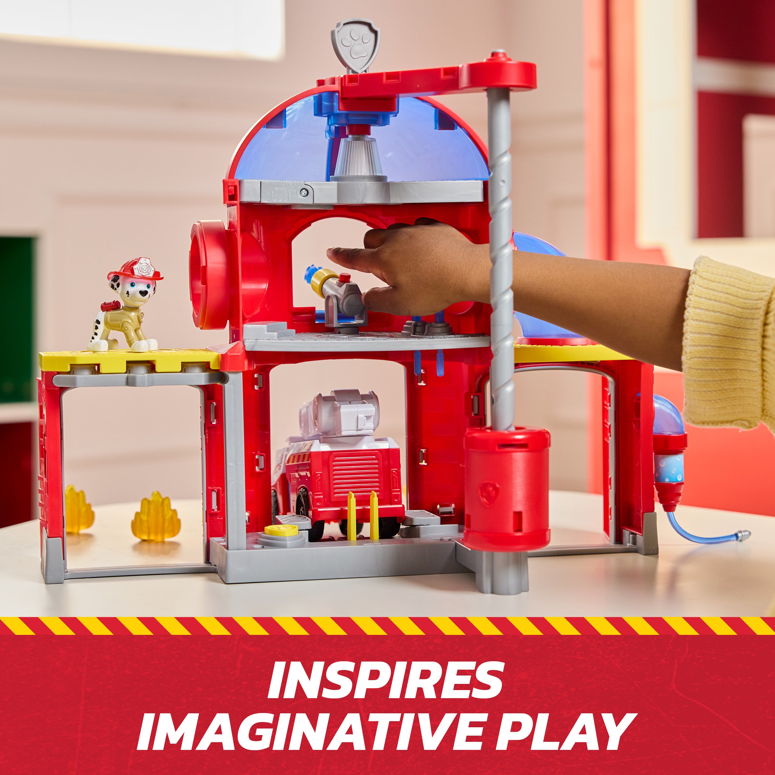 PAW Patrol Fire Rescue Command Center with Marshall Figure, Rescue Fire Truck, Lights, Launcher & Sound Fx, Kids Toys for Boys & Girls Ages 3 and Up
