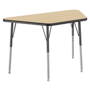 24" x 48" Trapezoid T-Molding Activity Table with Adjustable Standard Swivel Glide Legs - Maple/Black