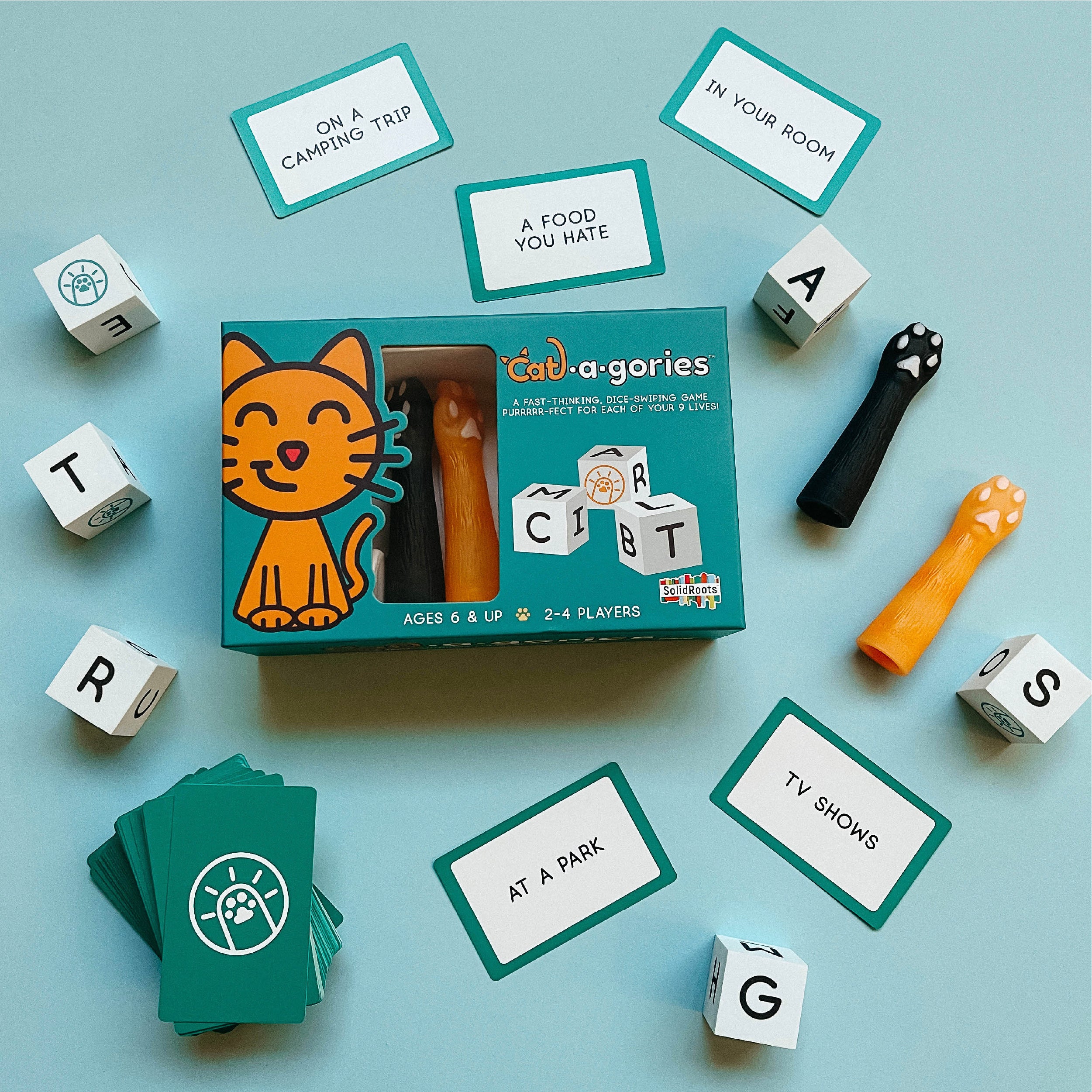 Spin Master Games, SolidRoots Cat-a-gories, Vocabulary Learning Dice Game, Fun for Family Game Night, 2-4 Players, for Ages 6 & Up