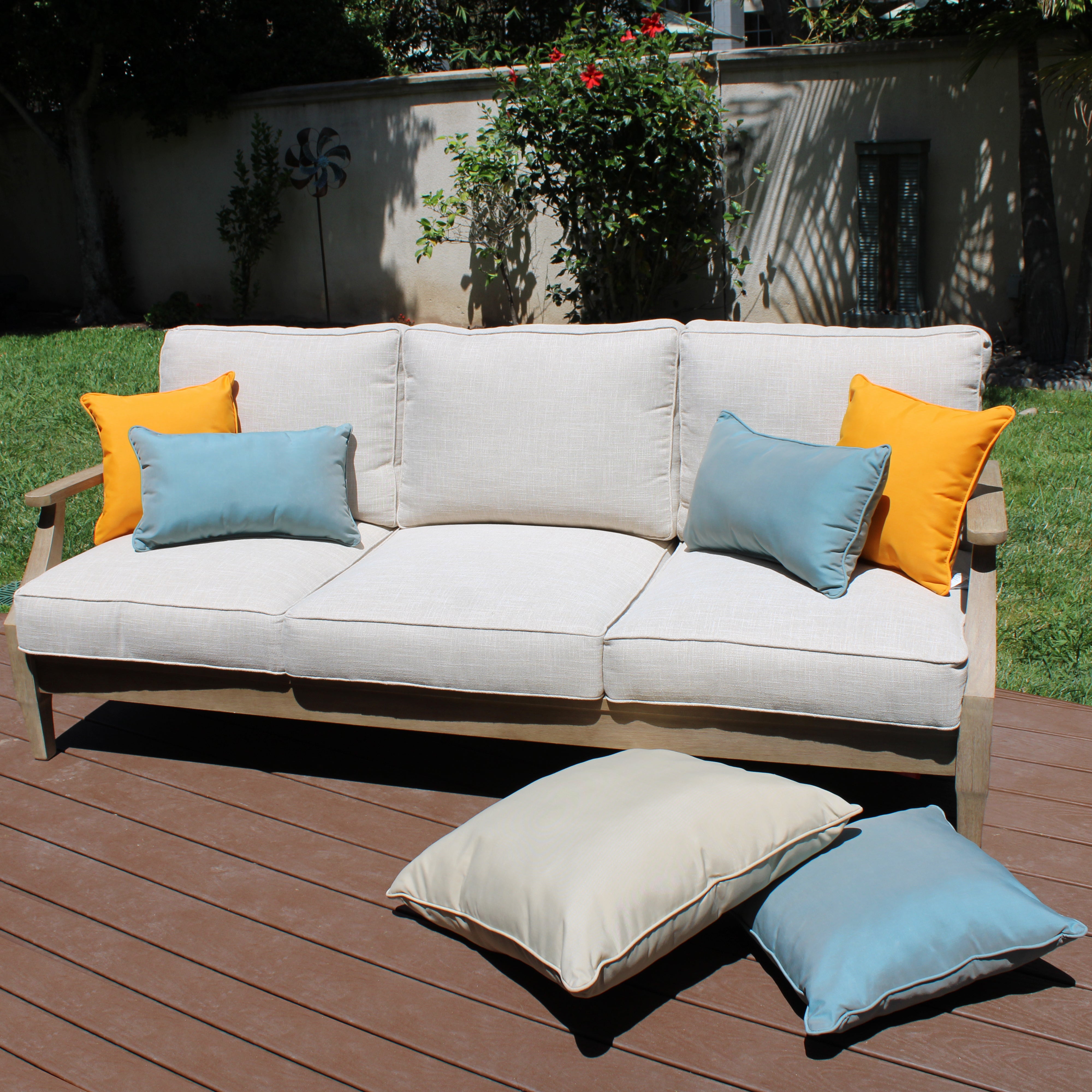 Presidio 18"x 18" Square Indoor/Outdoor Pillow with Piping, 2-Piece - Dusty Turquoise