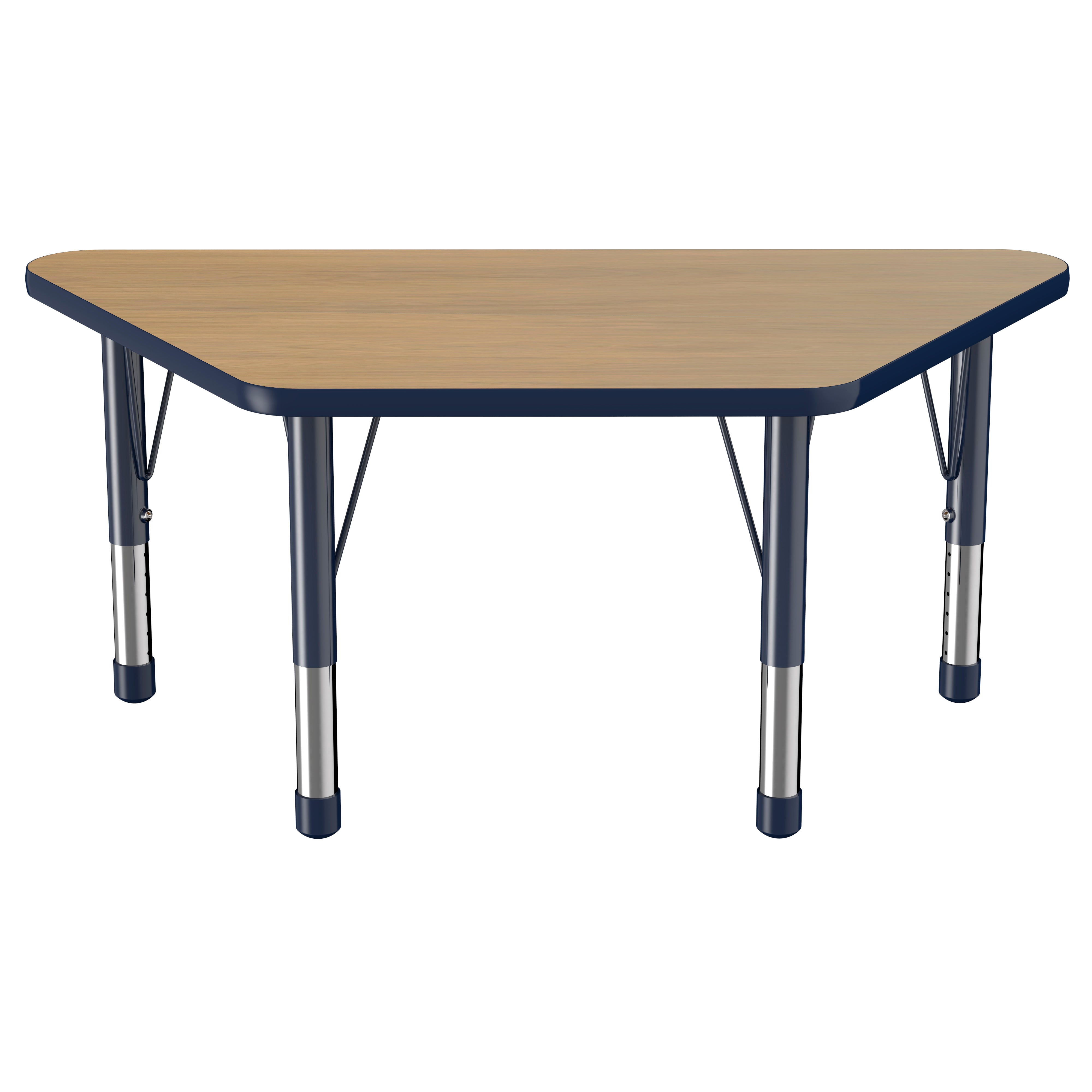 24" x 48" Trapezoid T-Molding Activity Table with Adjustable Chunky Legs - Pasadena Oak/Navy