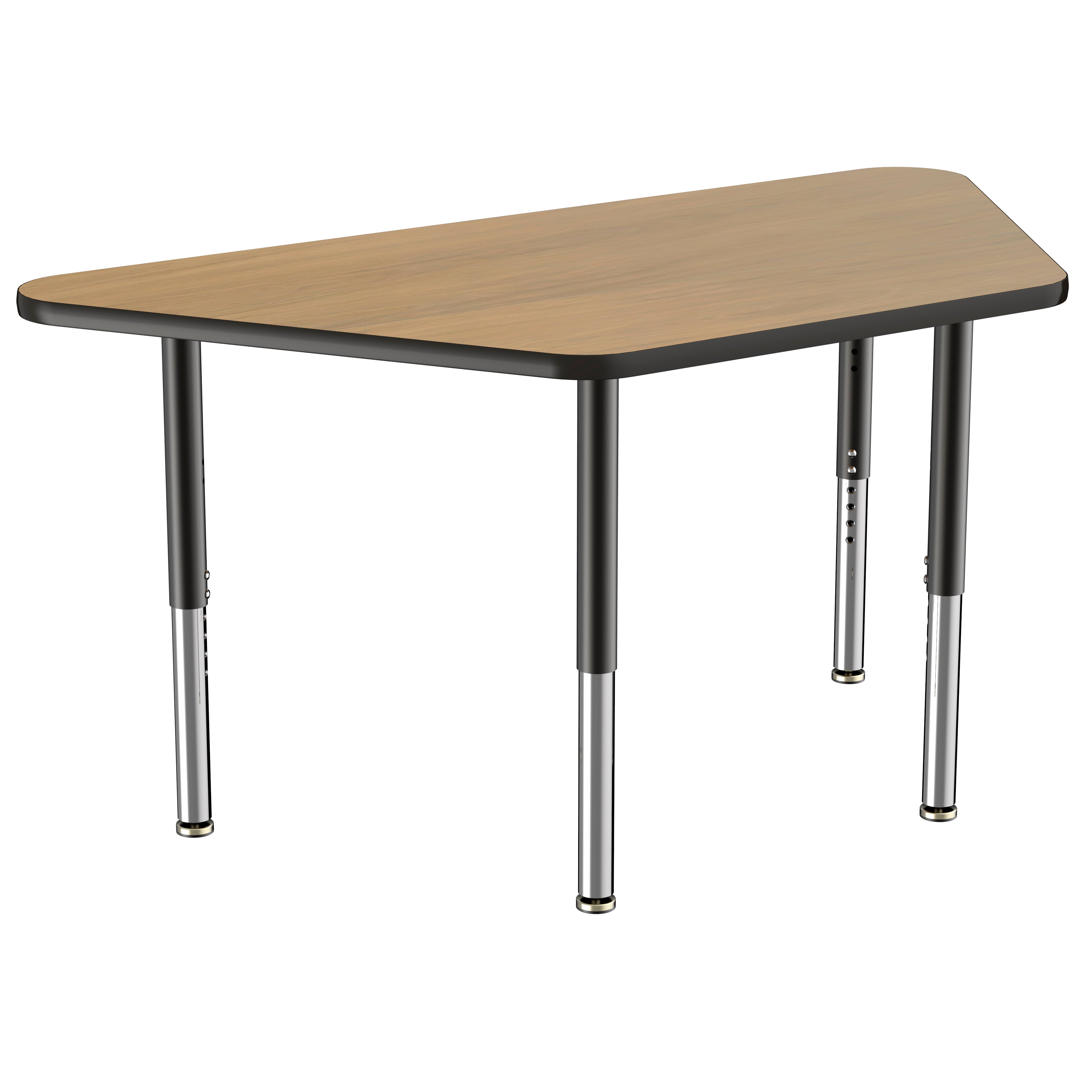 30" x 60" Trapezoid T-Molding Activity Table with Adjustable Super Legs - Pasadena Oak/Black