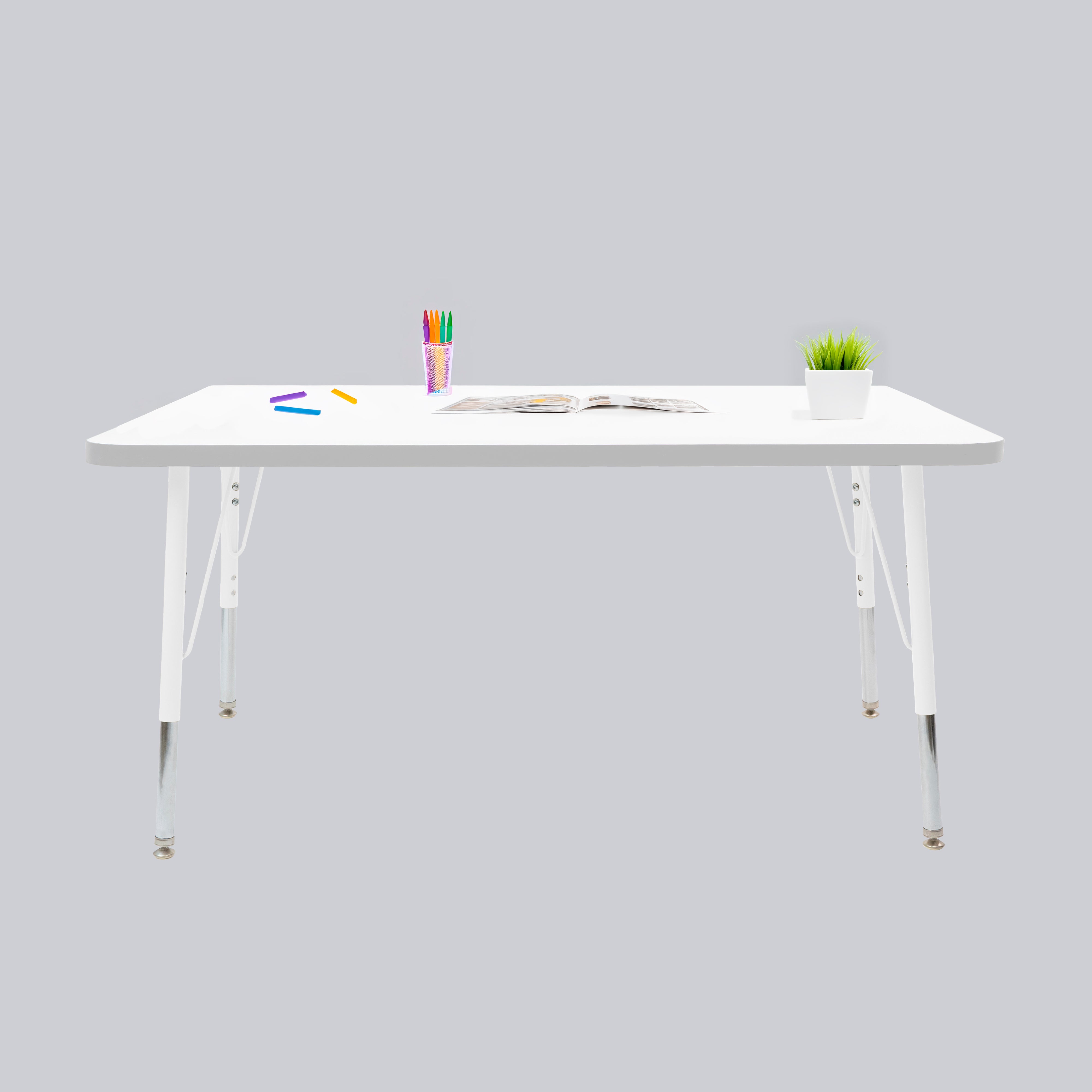 30" x 48" Rectangle Thermofused Activity Table with Adjustable Standard Swivel Glide Legs - White/Light Gray/White